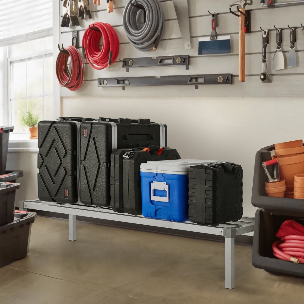 VEVOR Aluminiowy regał magazynowy, 60 x 20 cali, komercyjna półka podłogowa na żywność, 12 cali nad ziemią, nośność 1000 funtów, w pełni spawany aluminiowy regał magazynowy, do przechowywania w restauracjach, kuchniach, garażach i pojazdach