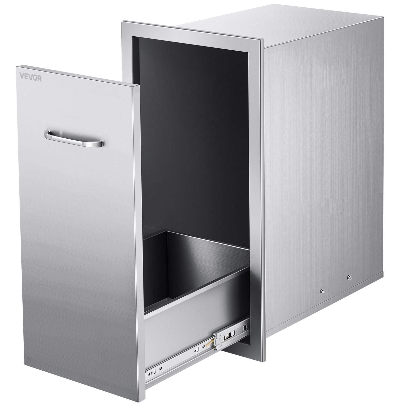 VEVOR Outdoor Kitchen Trash Drawer, 13.54"W x 19.61"D x 25.79"H Interior Storage, Multi-Purpose Outdoor Kitchen Drawers Stainless Steel, 55 lbs Max Capacity per Tier, for Outdoors BBQ Island Kitchens