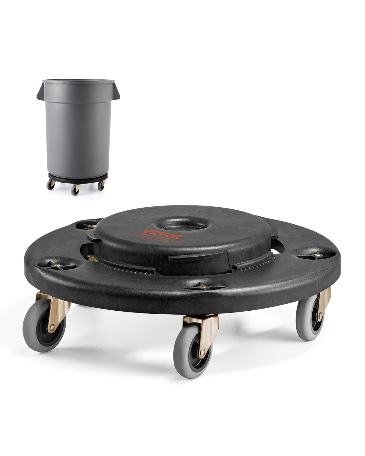 Wózek na śmieci VEVOR 455 x 155 mm, pasuje do pojemników 75,7/121/166,6/208 l, wózek na śmieci z 4 blokowanymi kołami, udźwig 227 kg, wytrzymały wózek na śmieci, wózek wielofunkcyjny