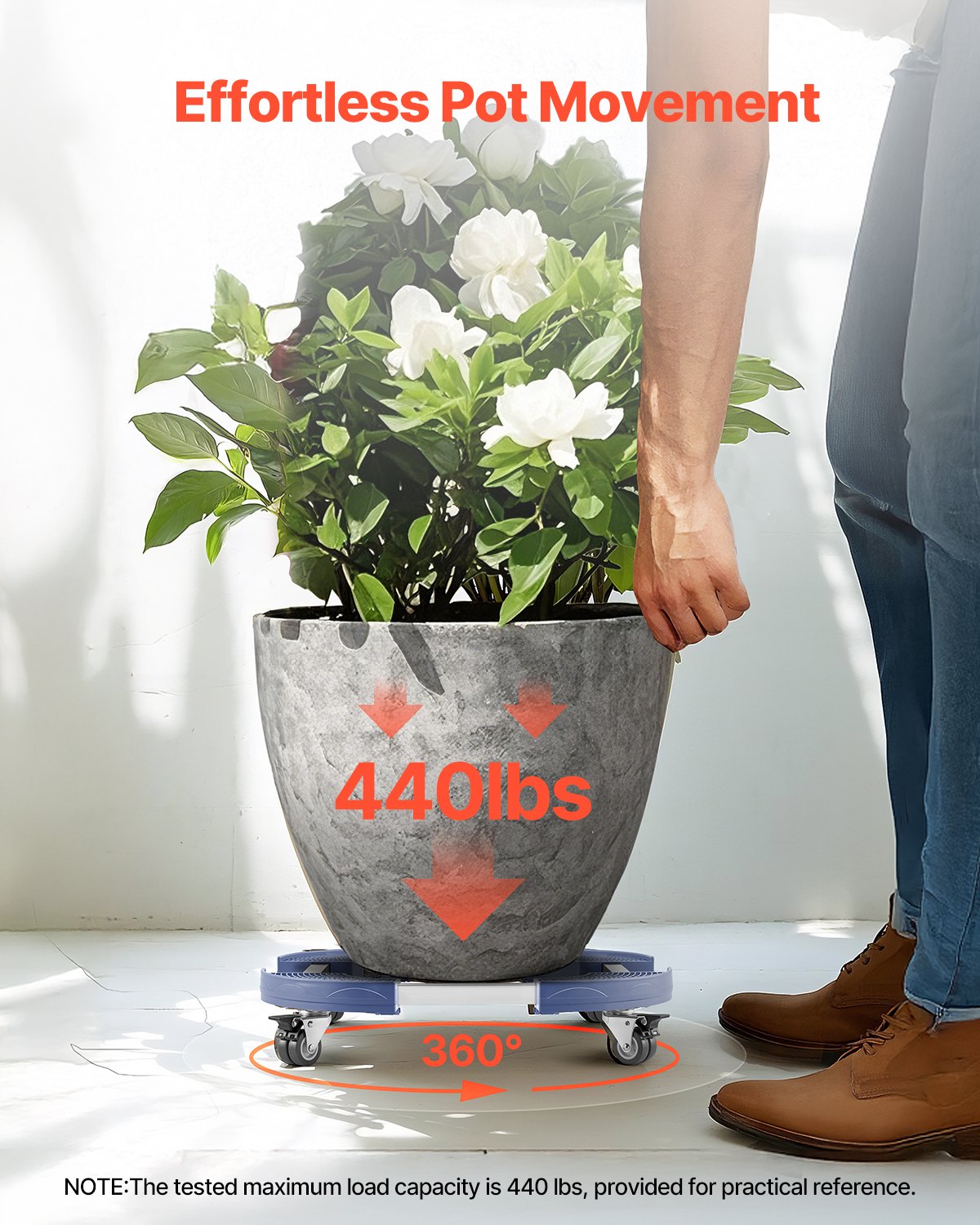 Wózek na śmieci VEVOR z 4 blokowanymi kołami, udźwig 181,4 kg, wózek na śmieci, regulowany w zakresie 380–580 mm, wytrzymały wózek na beczki, wózek na rośliny, wielofunkcyjny wózek na kółkach, niebieski