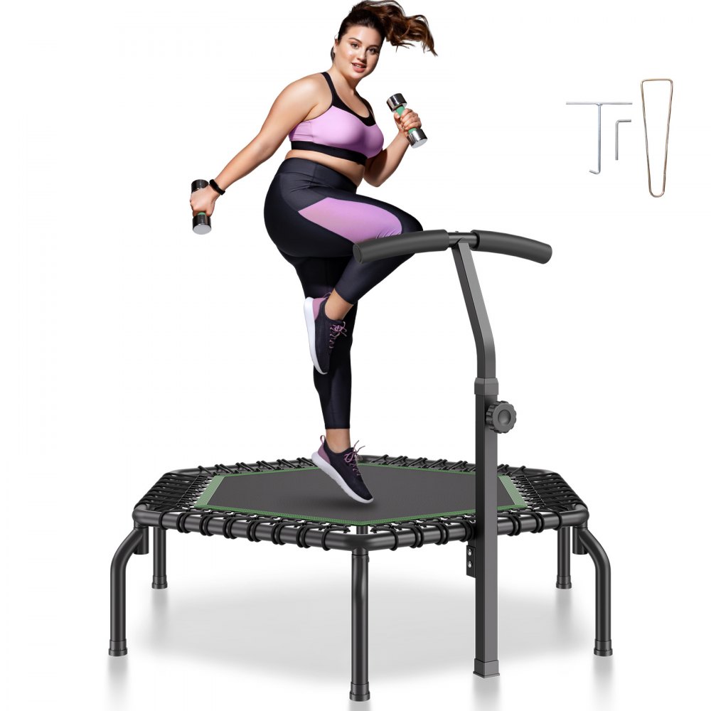 VEVOR Mini trampolina fitness dla dorosłych do treningu halowego z uchwytem do odbijania 1384 mm
