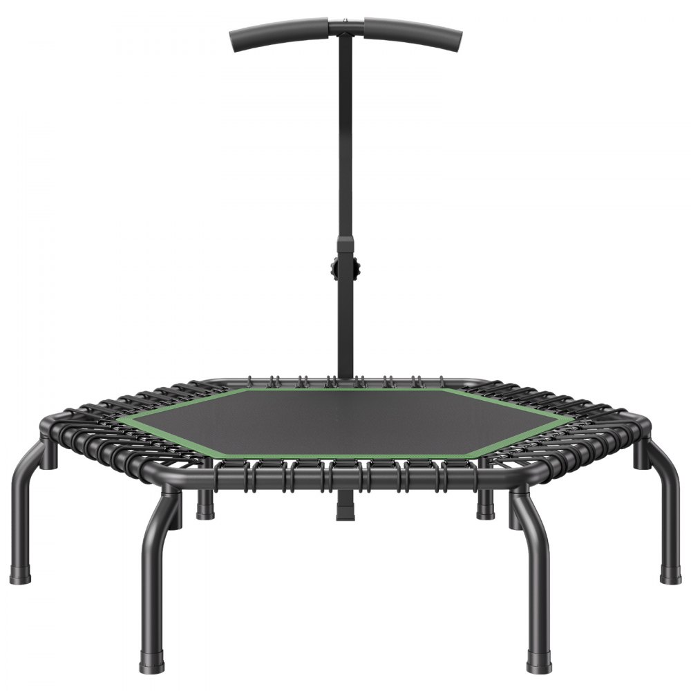 VEVOR Foldable Mini Trampoline Fitness Rebounder 1384 mm 205 kg Load Capacity Training Trampoline, Rebounder Garden Trampoline with 3-Stage Height-Adjustable Foam Handle & 44 Tension Straps