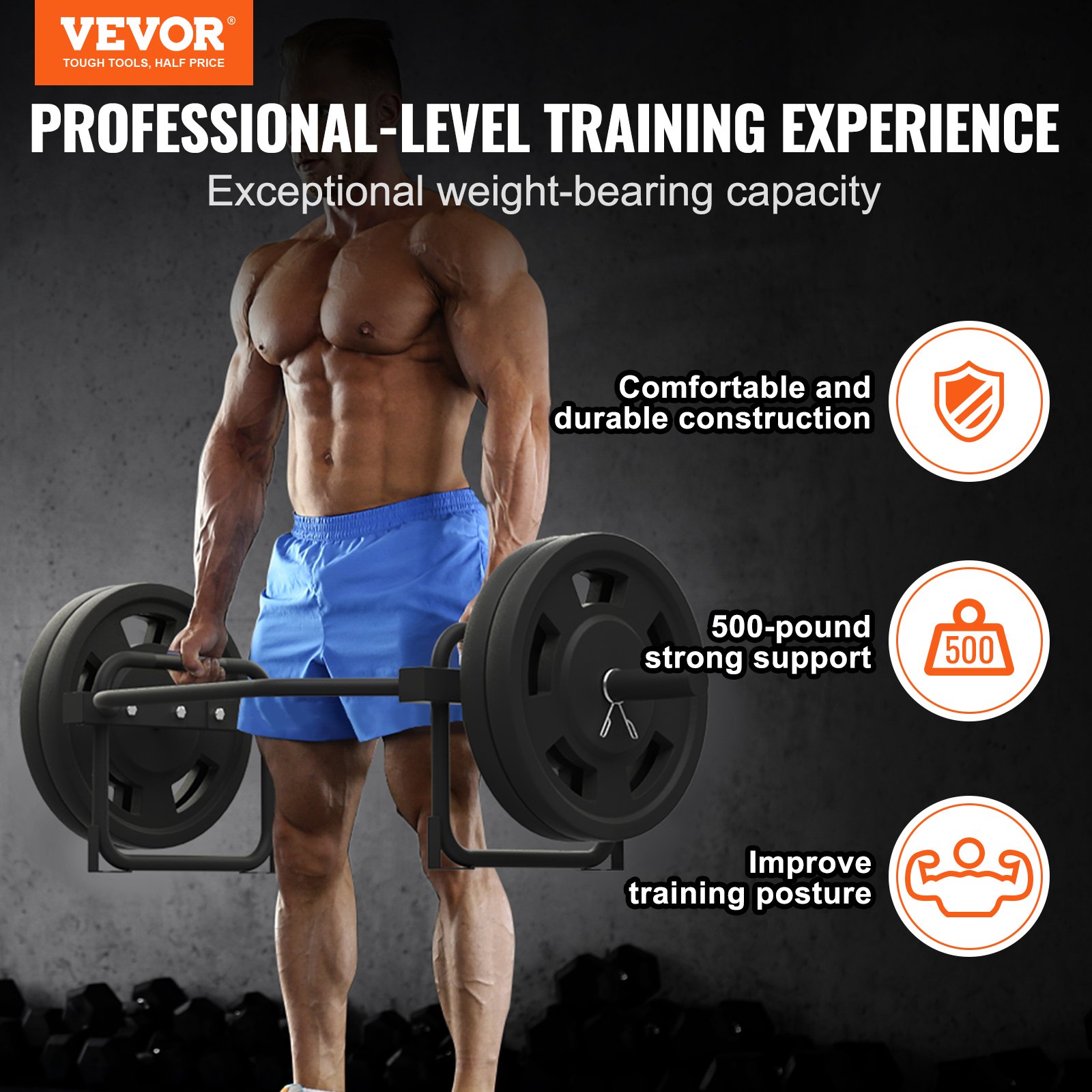 VEVOR Sztanga do ćwiczeń, sztanga, 1415 mm, długość całkowita, stojak do przechowywania sztangi, udźwig 225 kg, sześciokątny sztanga stalowa, zestaw sztang, hantle, trening siłowy