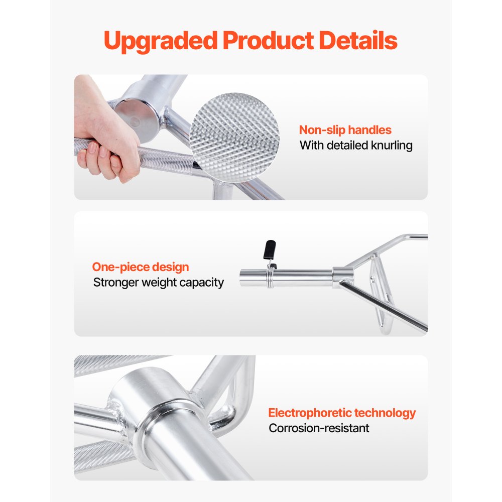 VEVOR Trap Bar, sztanga sześciokątna, 50 mm, udźwig 360 kg, sprzęt do podnoszenia ciężarów i treningu siłowego, domowa siłownia do przysiadów, martwego ciągu i wyciskania sztangi na barki, kolor srebrny