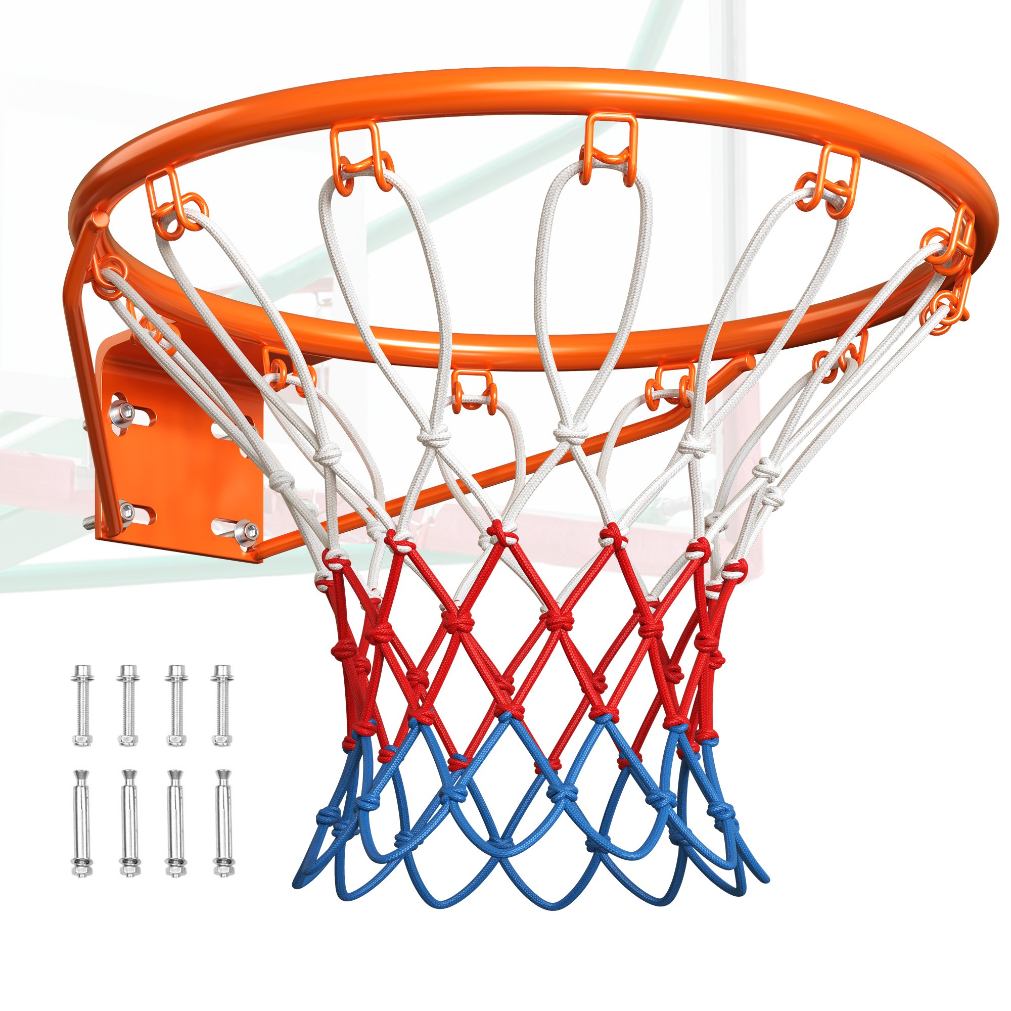 VEVOR Basketball Hoop, Hanging Ring, 483 mm, Basketball Net 577 x 483 x 110 mm, Quality and Safety Tested, Indoor & Outdoor, Universal, Sturdy Basketball Hoop, Orange