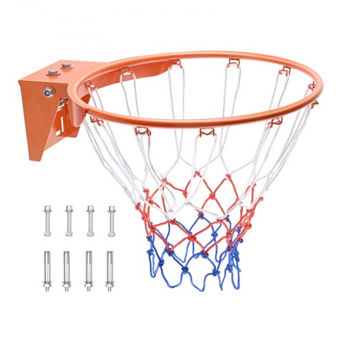 Obręcz do koszykówki VEVOR, obręcz do koszykówki montowany na drzwiach, wytrzymały zestaw bramek do koszykówki Q235 z elastyczną obręczą z siatką, standardowy 18-calowy wiszący kosz do koszykówki do użytku wewnątrz pomieszczeń, na zewnątrz, dla dzieci