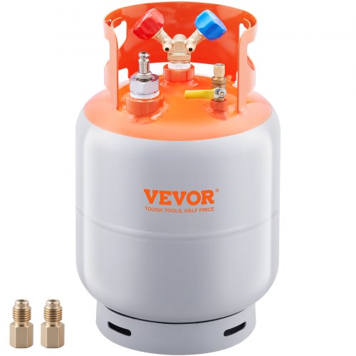 Zbiornik odzysku czynnika chłodniczego VEVOR Pojemność 30 funtów Zbiornik odzysku czynnika chłodniczego AC z adapterem ¼ do ½, zbiornik odzysku czynnika HVAC do wszystkich czynników chłodniczych, ze śladami N₂