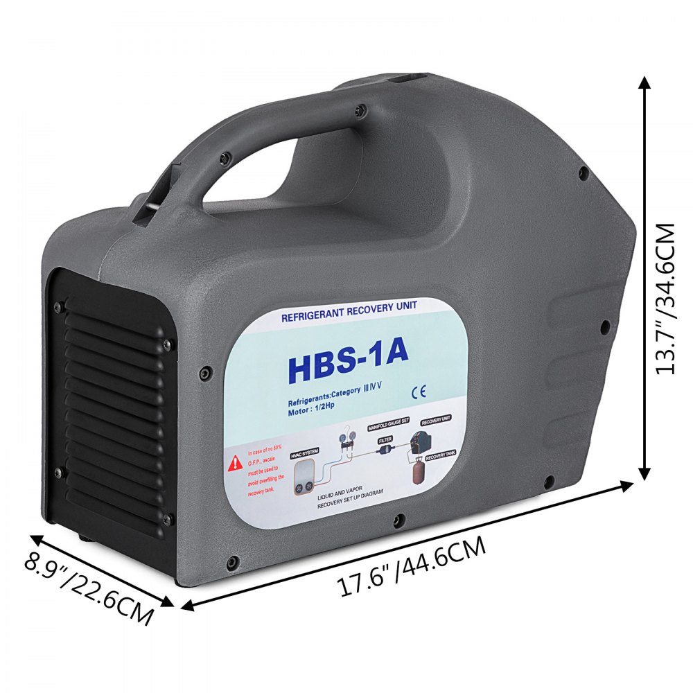 Stacja ssania czynnika chłodniczego VEVOR 220 V Stacja pomp 1/2 HP 1440 U Maszyna do odzyskiwania czynnika chłodniczego