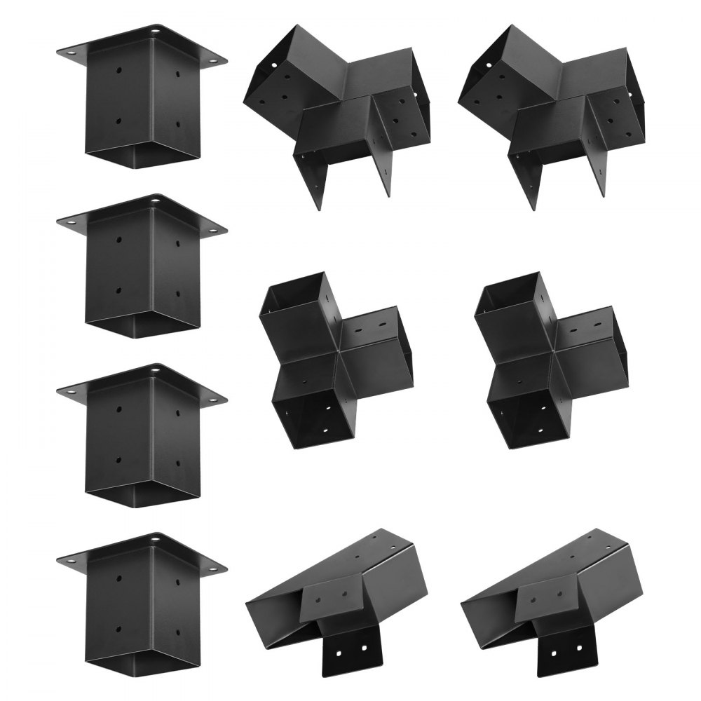 Łącznik słupków VEVOR, narożnik słupków o wymiarach wewnętrznych 92x92 mm, wspornik do altany 3-drożny/4-drożny z podstawami słupków i wspornikami kalenicowymi do pergoli i altan, 14 sztuk