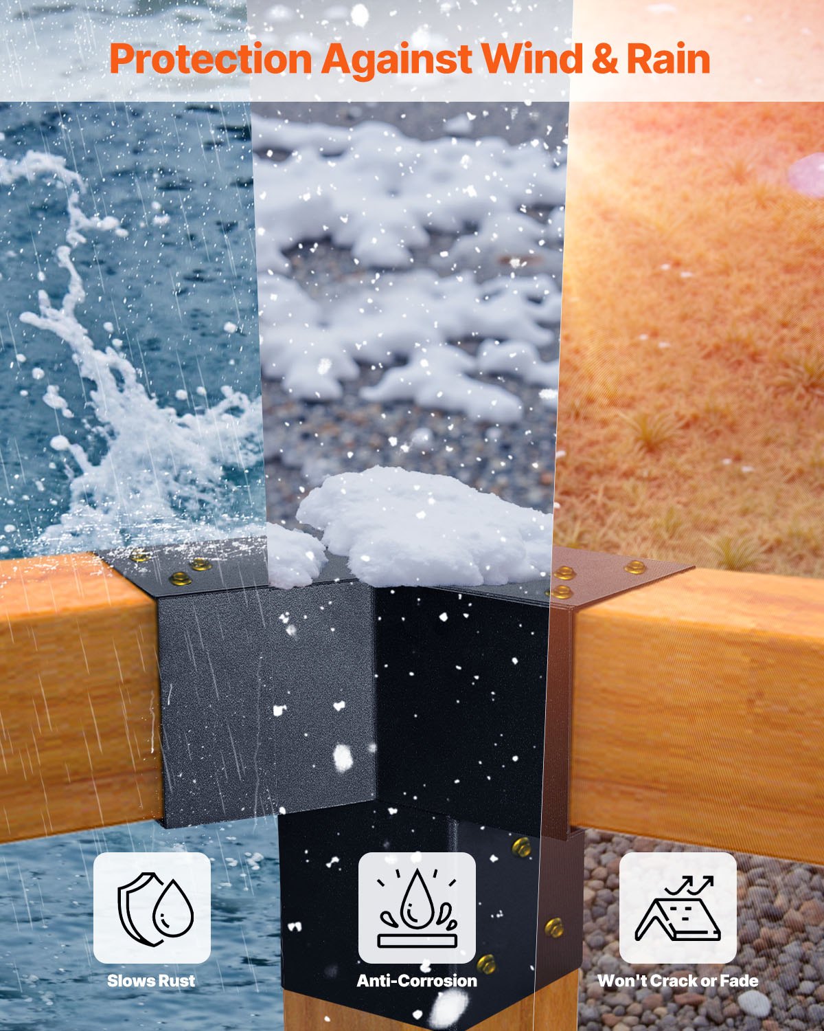 Łącznik słupków VEVOR, narożnik słupków o wymiarach wewnętrznych 92x92 mm, wspornik do altany 3-drożny/4-drożny z podstawami słupków i wspornikami kalenicowymi do pergoli i altan, 14 sztuk