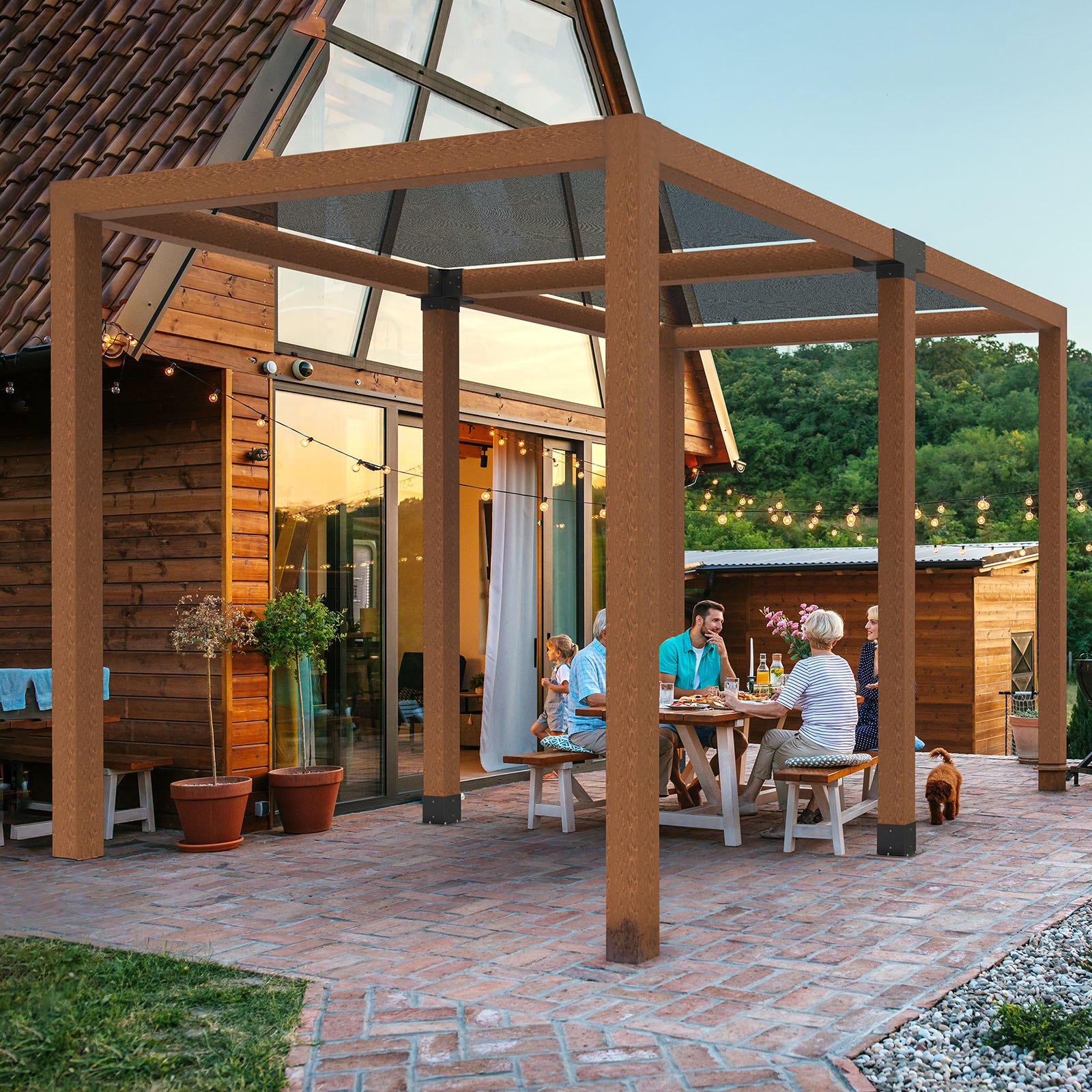 VEVOR Pergola Bracket Kit, 6x6 Inch (Inner Size 142 x 142 mm), 2 Pcs 4-Way Heavy Duty Corner Bracket Woodworks DIY Post Base Kit, Easy Installation Wooden Beams for Gazebos, Patio Pergolas, Log Cabin