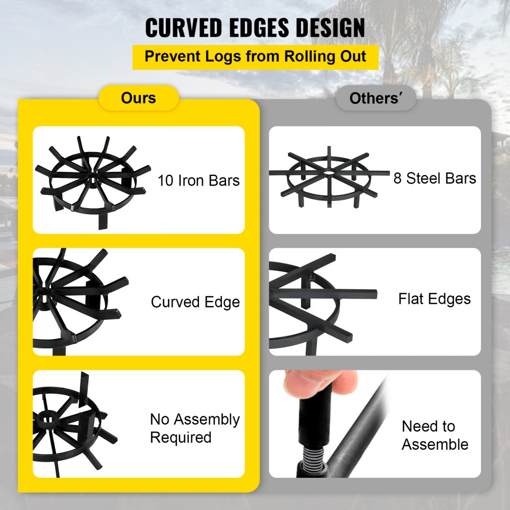 Ruszt okrągły Ruszt żeliwny falisty Ruszt na kółkach 16 cali do wszystkich rodzajów ognisk stalowych