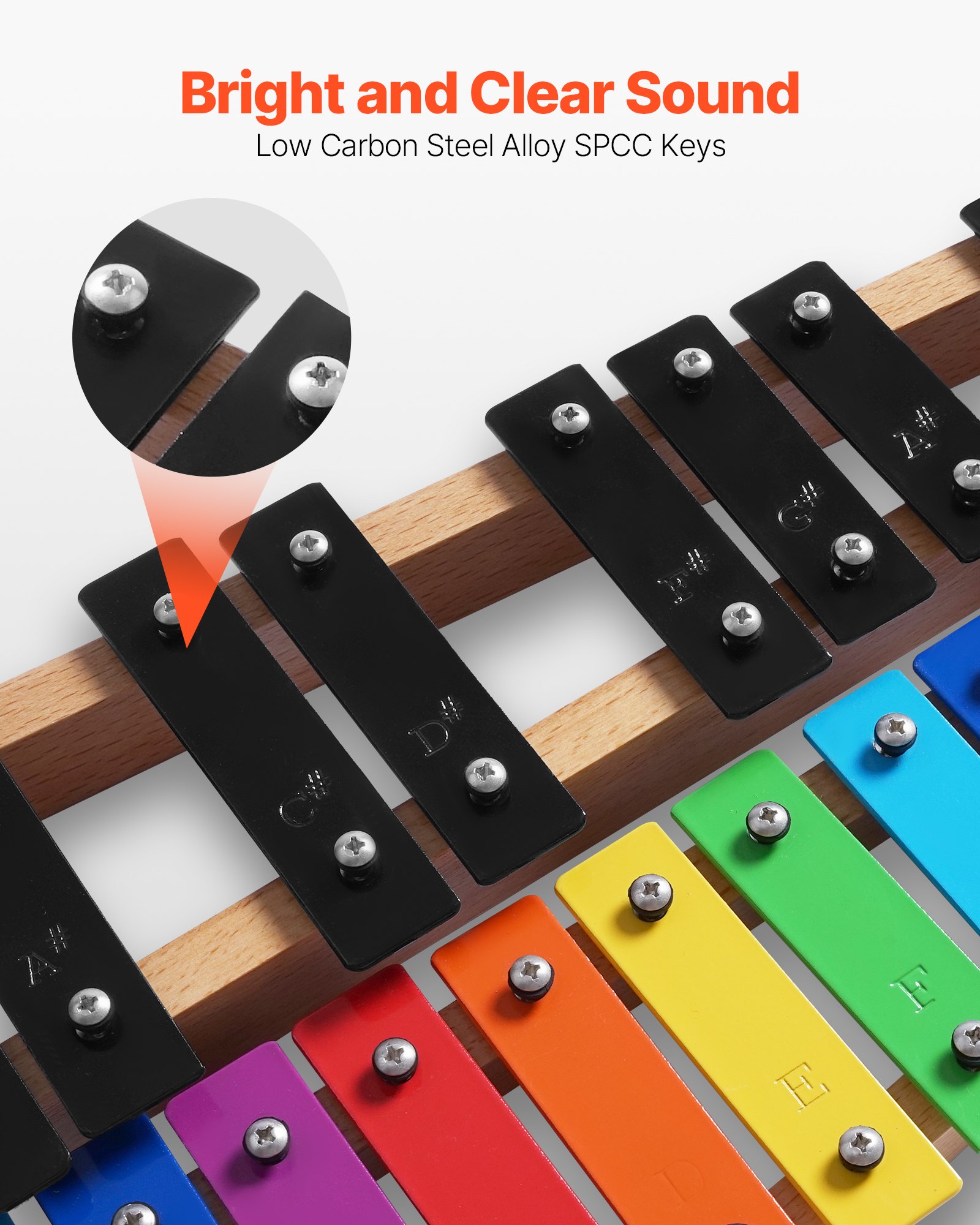 VEVOR Glockenspiel, 27 nut, profesjonalny instrument perkusyjny z ksylofonem, z klawiszami SPCC i kolorowymi metalowymi klawiszami, zawiera 4 młotki, torbę transportową, zestaw instrumentów muzycznych dla początkujących