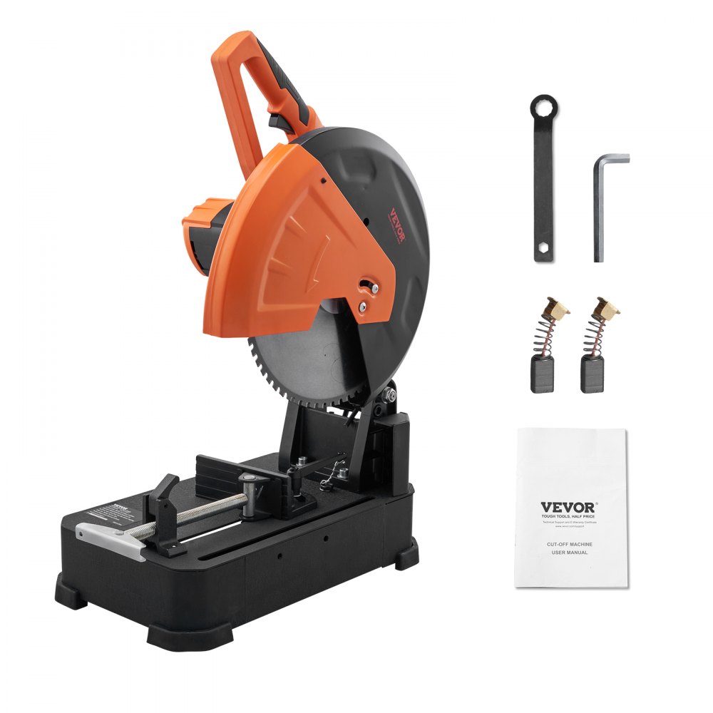 Piła ukosowa VEVOR 2800 W z tarczą tnącą, 35,5 cm, profesjonalna piła panelowa, piła ukosowa, piły, piła ukosowa, piła tarczowa, wysokiej jakości tarcza tnąca, piła ukosowa do cięcia na zimno, pomarańczowo-czarna