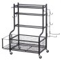 VEVOR Home Gymnastics Storage Rack, Steel Yoga Mat Holder, Yoga Mat Weightlifting Rack with Wheels & Hooks, Barbell Weightlifting Rack for Home Exercise Fitness Equipment
