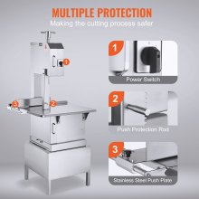 VEVOR Handlowa maszyna do cięcia kości 2200 W, 1500 kg/h Maszyna do cięcia kości Maszyna do cięcia kości mrożonego mięsa, 4-220 mm Regulowana grubość Piła do kości 620 x 520 mm Stół roboczy