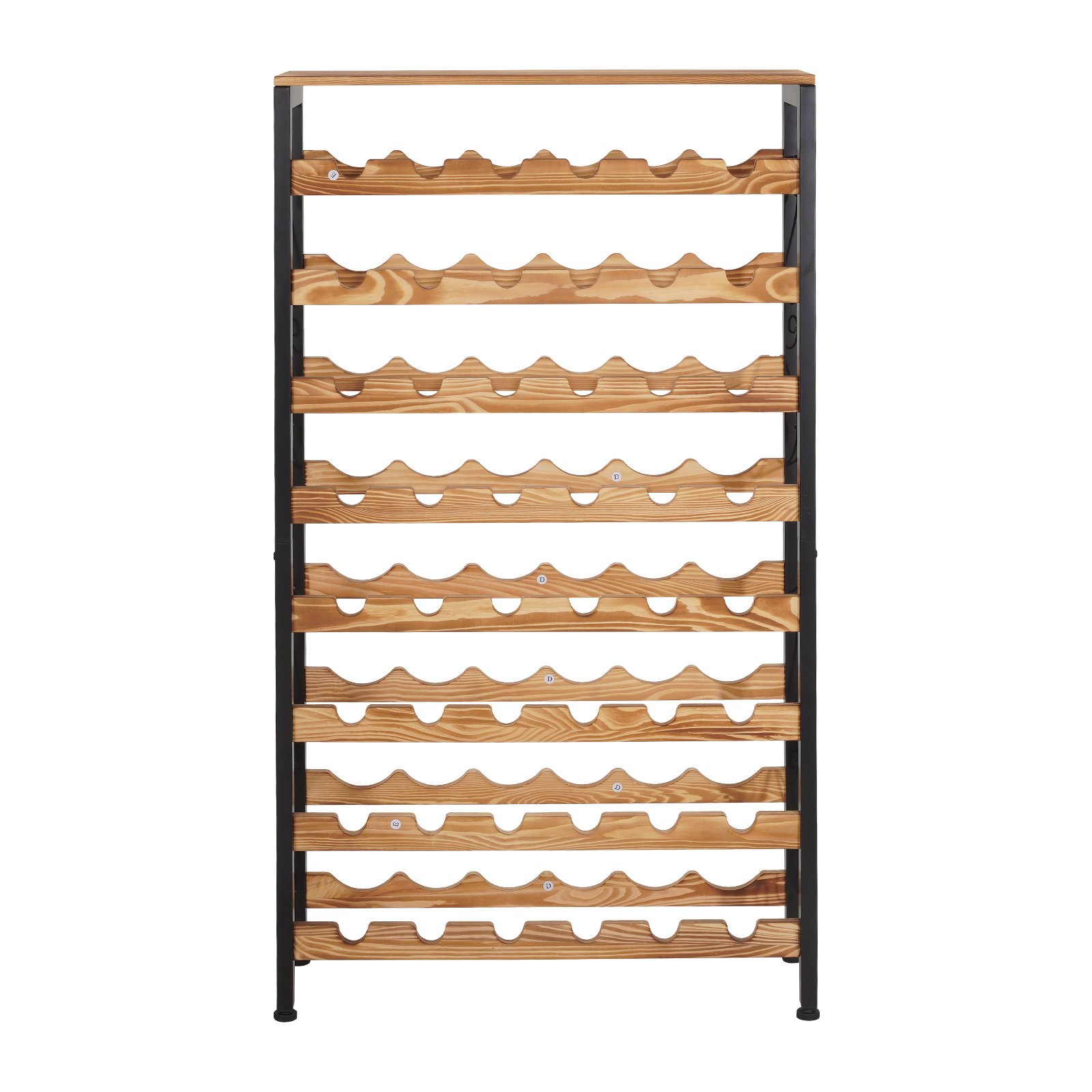 VEVOR 48 Bottle Wine Rack,8-Tier Iron Wine Bottle Holder With Wood Table Top,Freestanding Floor Display Wine Storage Shelves,For Kitchen Pantry, Cellar, Bar, Dining Room,26''L X 9.3''W X 46.9''H