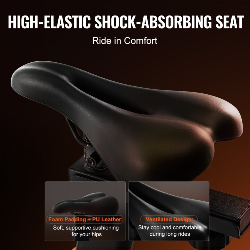 Rower treningowy VEVOR z oporem magnetycznym, stacjonarny rower do użytku domowego, rower stacjonarny z cichym napędem pasowym i ciężkim kołem zamachowym, ulepszonym monitorem LCD i wygodną poduszką na siedzisko, regulowany rower treningowy