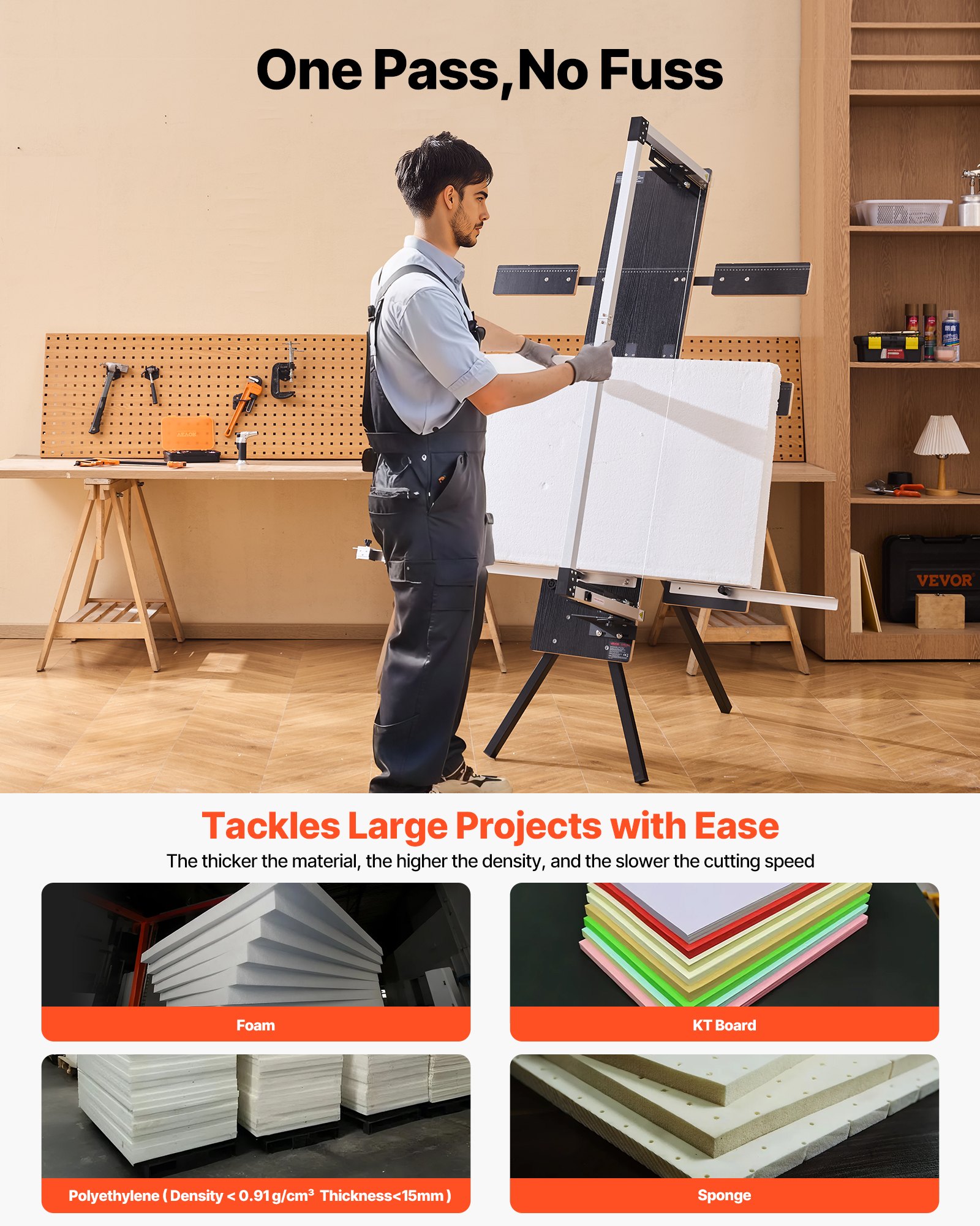 VEVOR Przecinarka do styropianu, 200 W, z 6 drutami grzewczymi niklowo-chromowymi, profesjonalna elektryczna przecinarka o maksymalnej długości cięcia 1150 mm do pianki, gąbki i płyt KT
