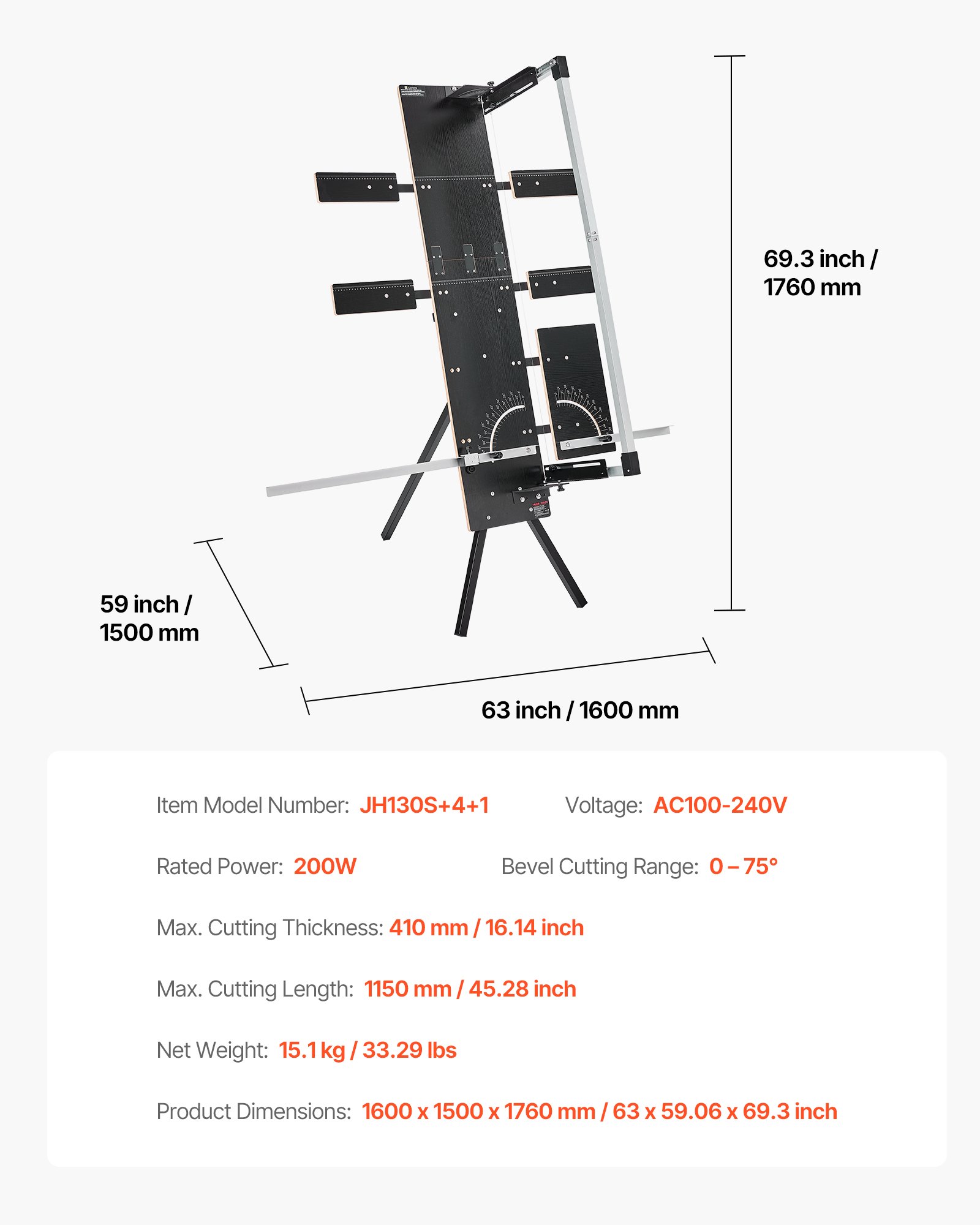 VEVOR Przecinarka do styropianu, 200 W, z 6 drutami grzewczymi niklowo-chromowymi, profesjonalna elektryczna przecinarka o maksymalnej długości cięcia 1150 mm do pianki, gąbki i płyt KT