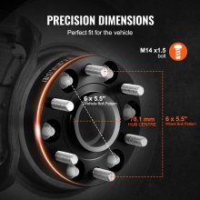 VEVOR 1,5 cala 6 x 5 cali Dystanse do kół Adapter do kół 6 śrub do kół