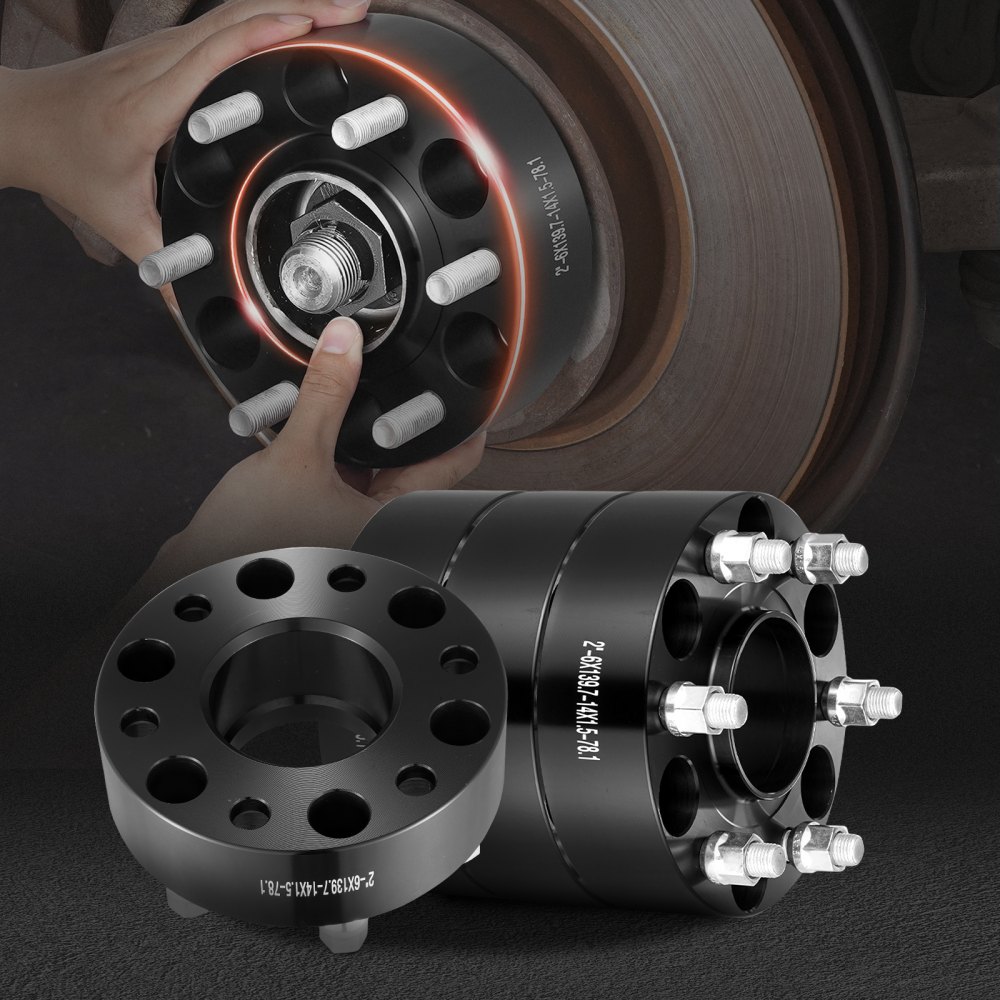 Dystanse do kół VEVOR, adaptery do kół 2 cale 6 x 5,5 cala, 6 szpilek, kute, otwór 78,1 mm, dystanse do szpilek M14 x 1,5, pasujące do modeli Chevrolet, GMC i Cadillac z lat 84-18