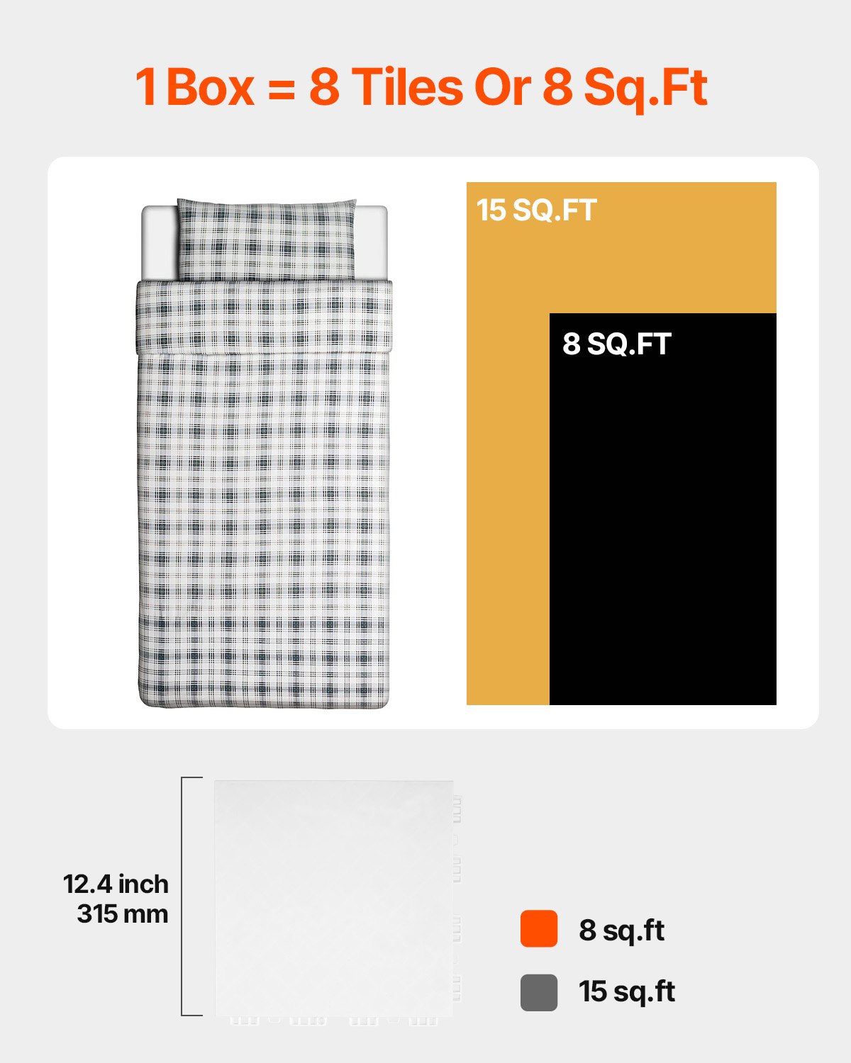 VEVOR Hockey Flooring, 315 x 315 mm, wielofunkcyjne płytki podłogowe, 8 szt., płytki do parkietu tanecznego, tablica treningowa do hokeja, szaro-biała, 0,7 m²/karton