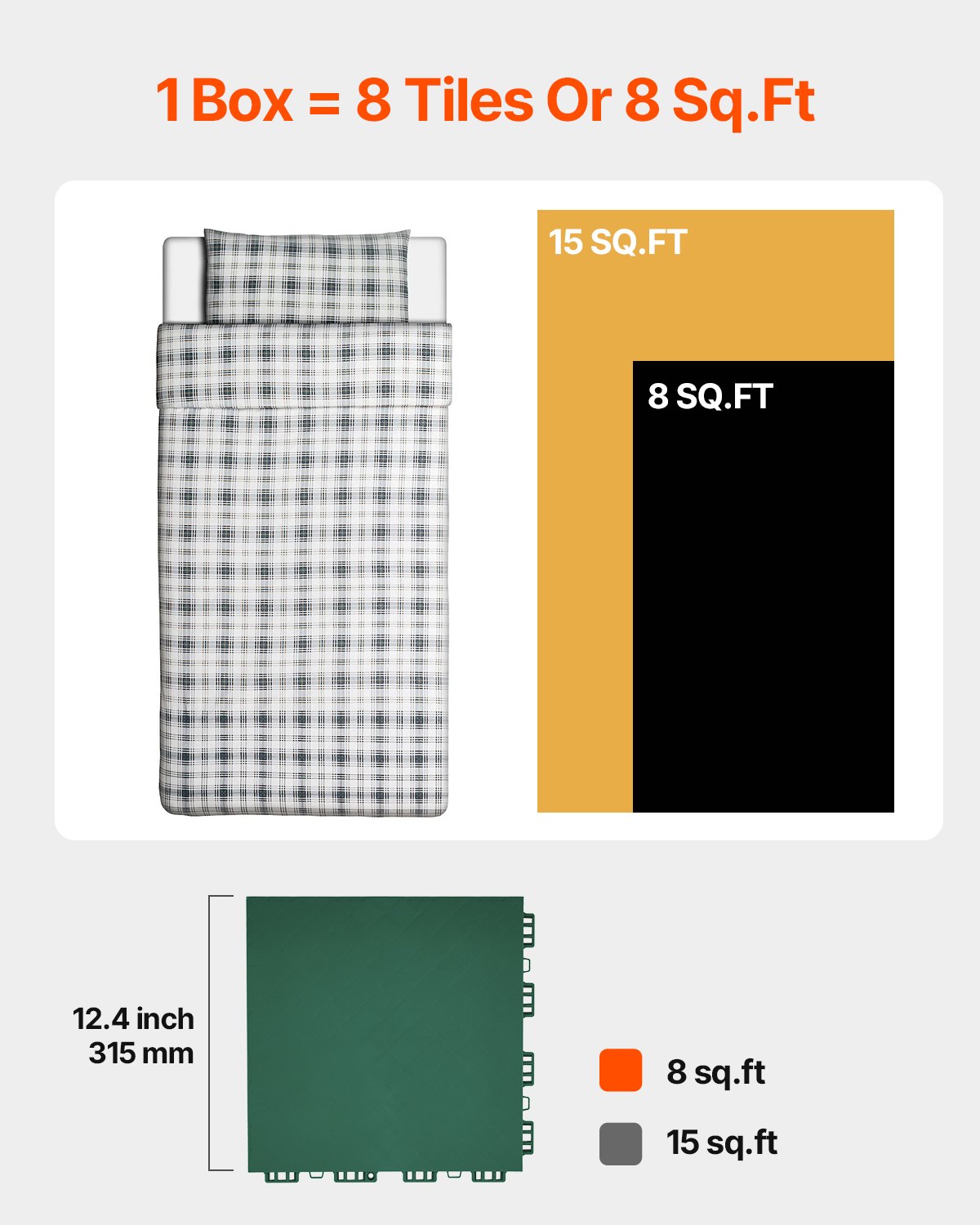 VEVOR Hockey Flooring, 315 x 315 x 16 mm, wielofunkcyjne płytki podłogowe z polipropylenu, 8 szt., płytki do parkietu tanecznego, tablica treningowa do hokeja, zielona, ​​0,7 m²/karton