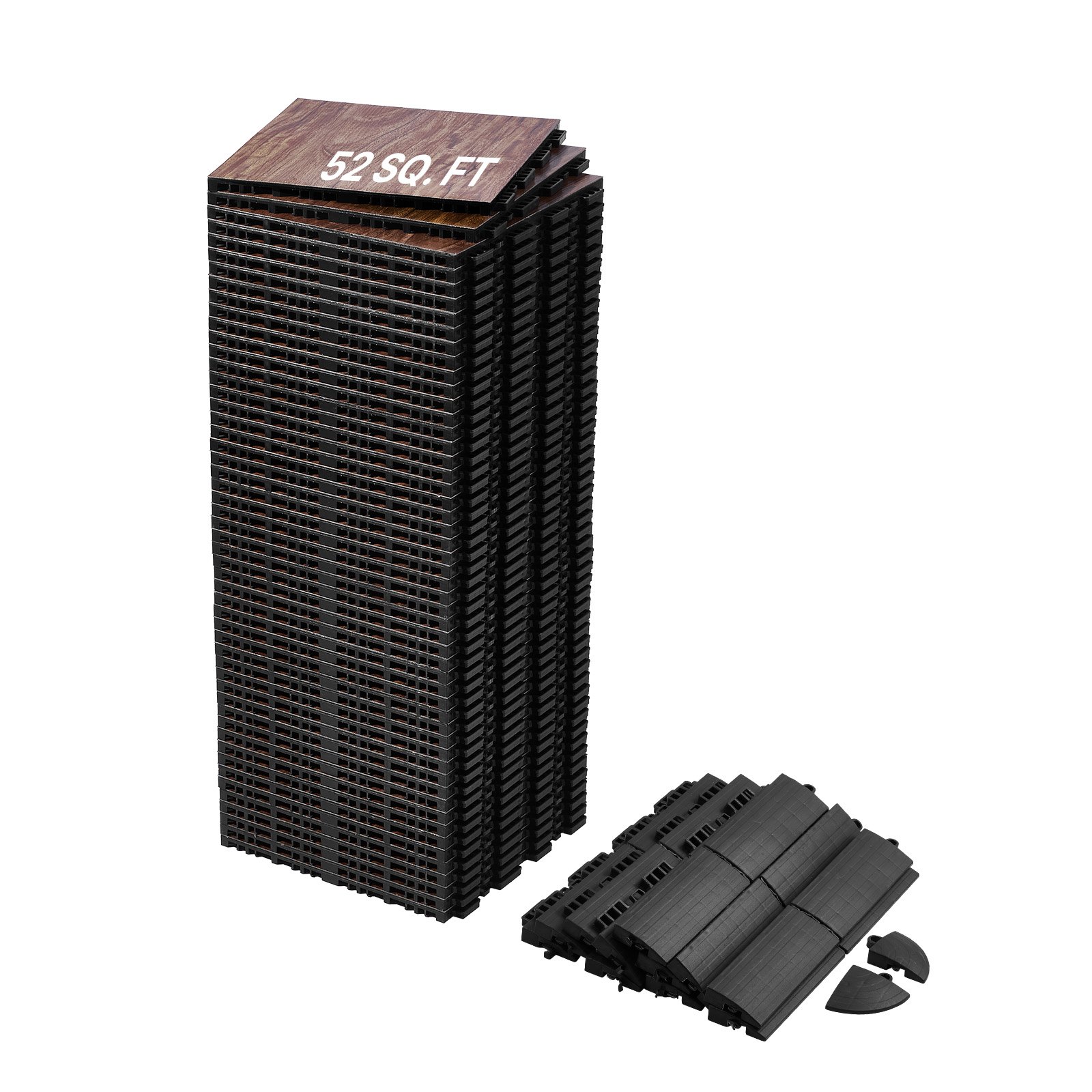 Płytki do parkietu tanecznego VEVOR, 315 x 315 x 17,2 mm, 52-częściowy parkiet do ćwiczeń tanecznych, przenośny parkiet do ćwiczeń tanecznych z wyściełaną podstawą (słoje drewna dębowego, 52 stopy kwadratowe/karton)