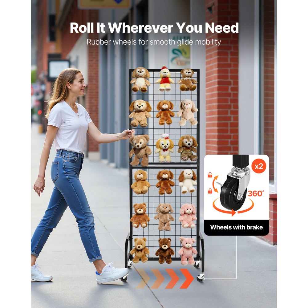 Panele ścienne VEVOR Grid 60 x 164 cm, 3 szt., stojak wystawowy z 30 haczykami, półki wystawowe ze stali węglowej, półka wystawowa do przechowywania dekoracji, kolor czarny