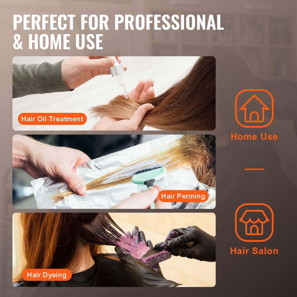 VEVOR Profesjonalna parownica do włosów do głębokiego odżywiania, duża jonowa parownica do włosów o szerokości 11,81 cala z kapturem i 2 trybami, regulowana wysokość, stojąca parownica do włosów z timerem, 5 kółek (2 blokowane) do salonu i domowego spa