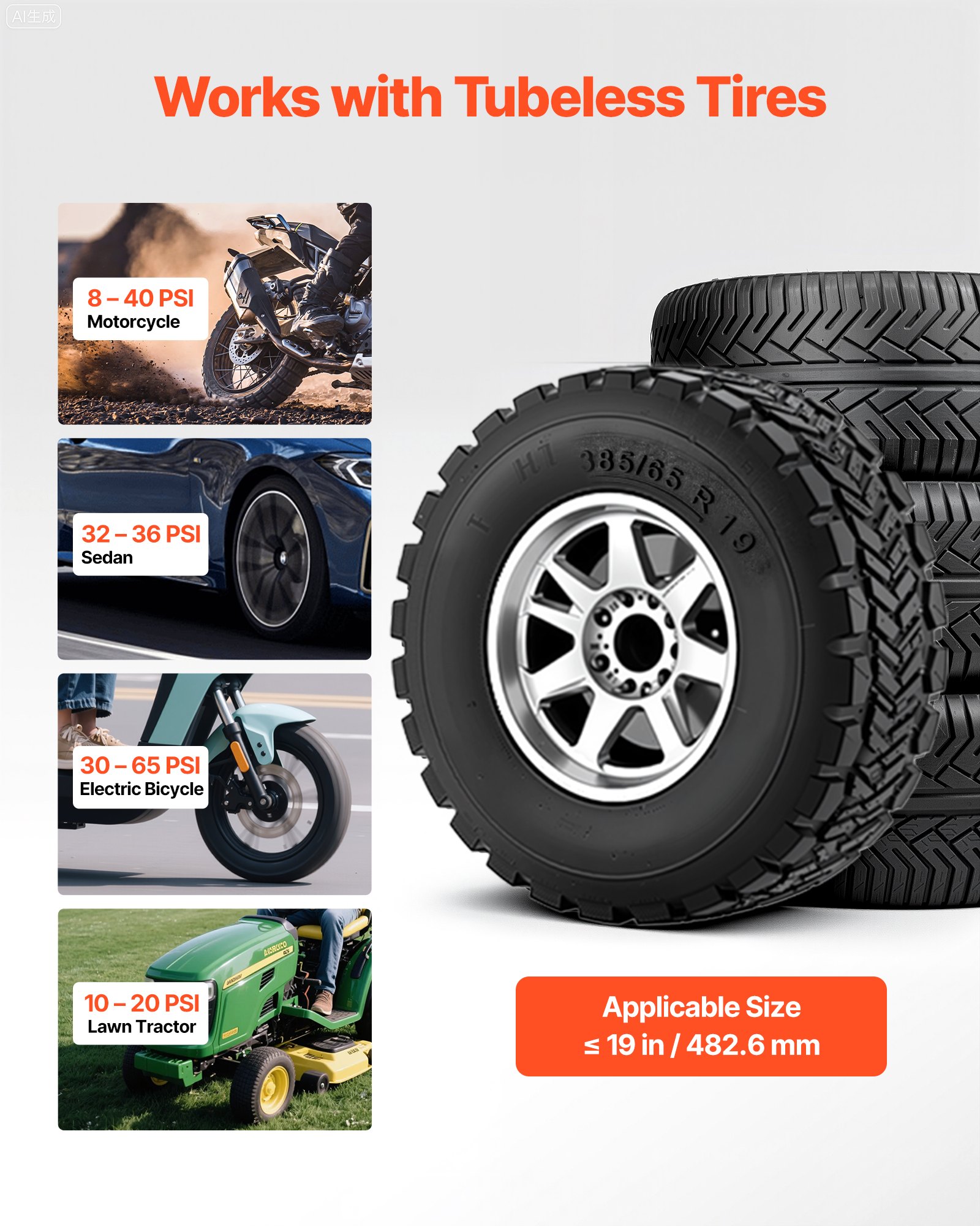 VEVOR Tire Bead Blaster 6 l Air Tire Bead Blaster Ręczne narzędzie do pompowania opon, ulepszona przenośna pompa do opon, 0,6-0,8 MPa do małych samochodów, motocykli, rowerów elektrycznych, srebrna