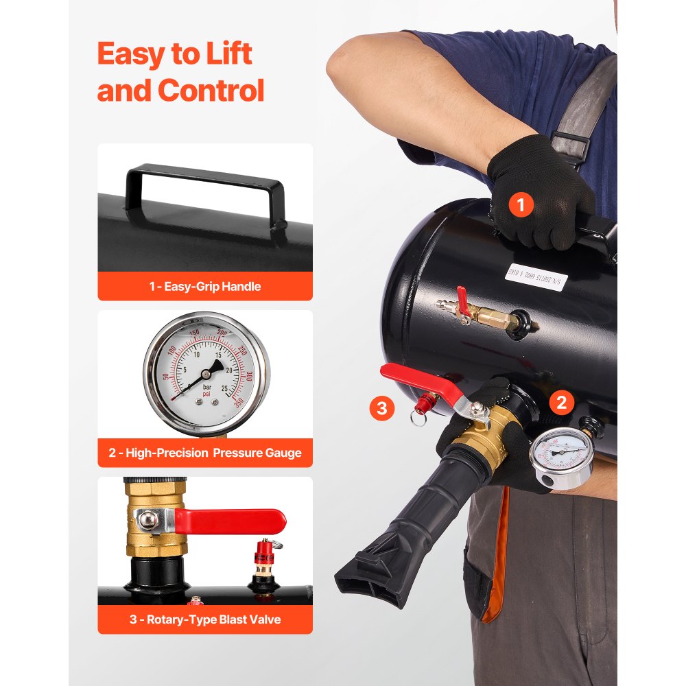 VEVOR Pneumatyczna pompa do osadzania opon 18,9 l, ciśnienie robocze 0,6-0,8 MPa, pompa do osadzania opon pneumatyczna do pickupów, samochodów dostawczych, traktorów ogrodowych, kamperów, czarny