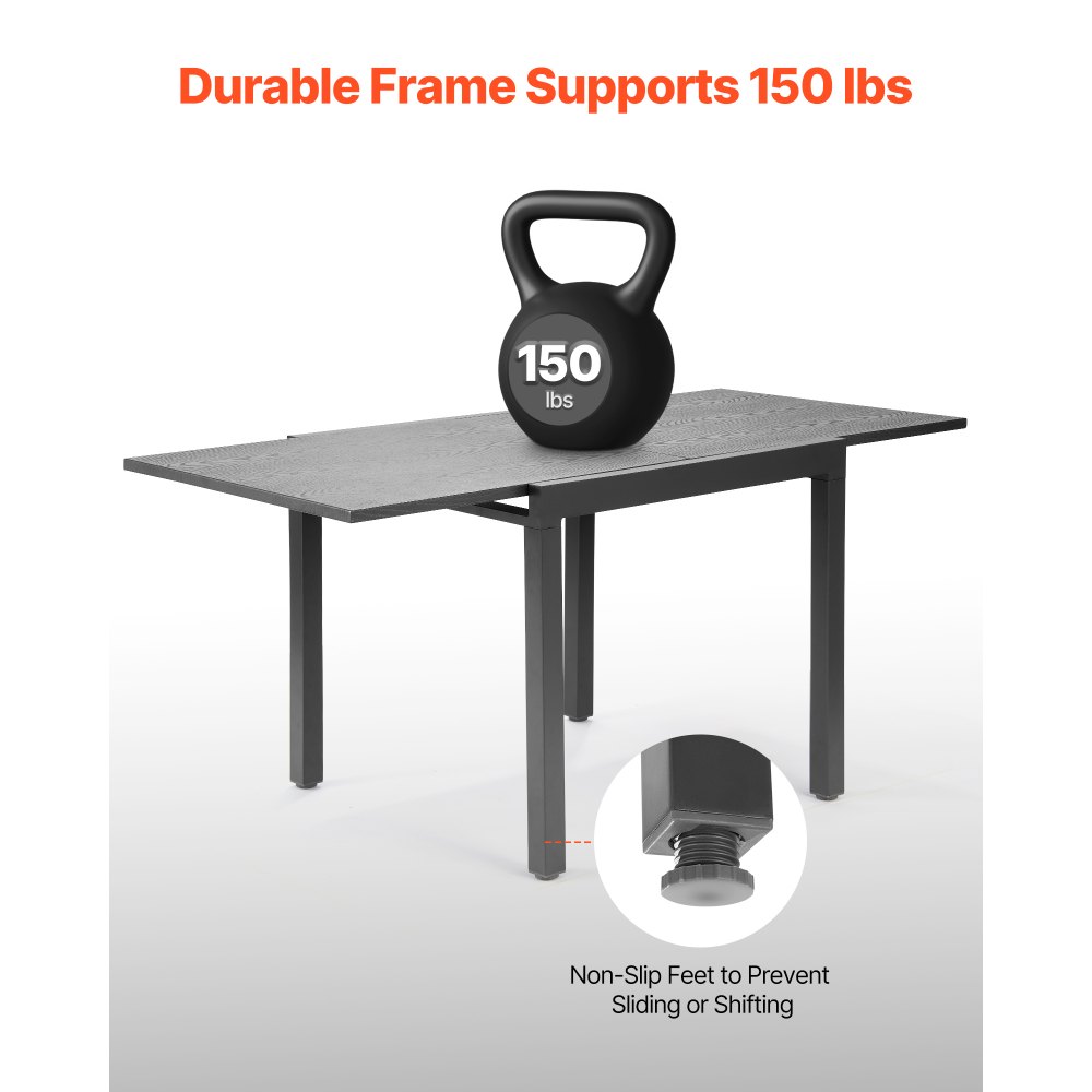 Rozkładany stół tarasowy VEVOR, stół ogrodowy, stół balkonowy (80-160 cm) wykonany ze stali węglowej + aluminium, stół jadalny do ogrodu, na zewnątrz, na taras, do ogrodu, na werandę, wodoodporny, udźwig 68 kg, ciemnoszary