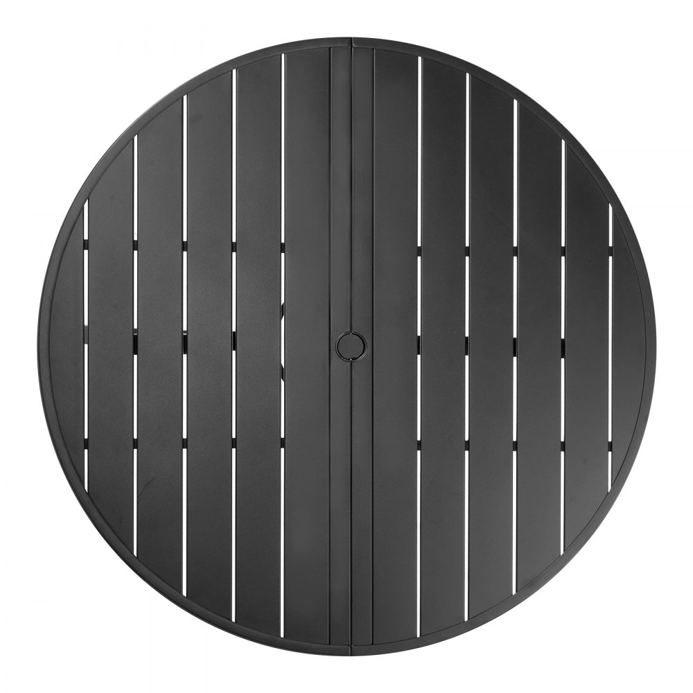 Stół ogrodowy VEVOR, stół tarasowy, stół balkonowy (1200 x 725 mm) wykonany ze stali węglowej, okrągły stół jadalny na zewnątrz, do ogrodu, na patio, na werandę, wodoodporny, z otworem na parasol 38 mm, udźwig 68 kg, kolor czarny