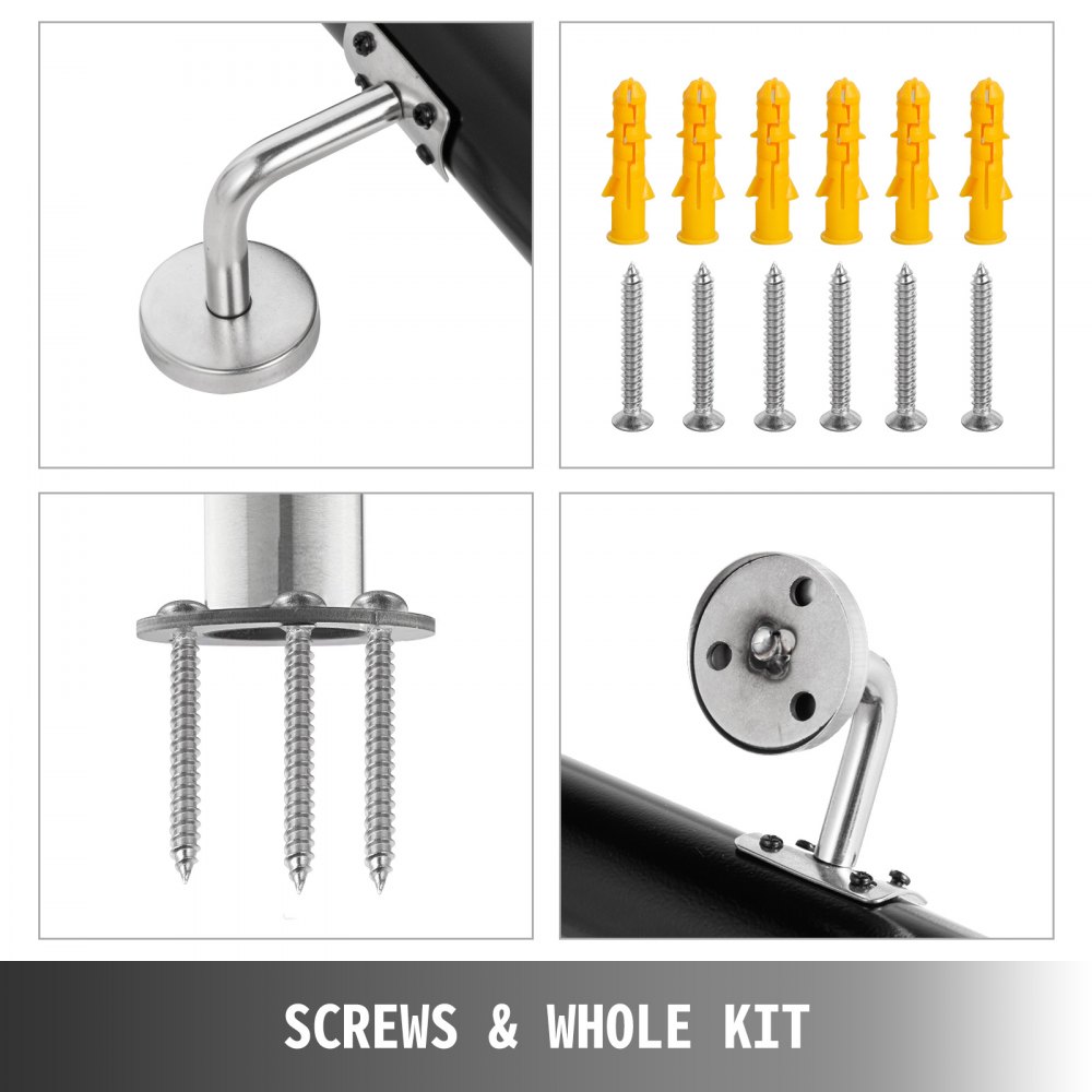 Balustrada wejściowa Poręcz schodowa 152,5 cm czarna ze stopu aluminium nowoczesna