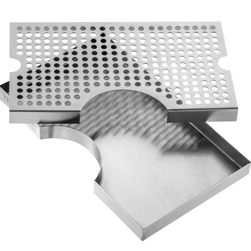 Tacka ociekowa VEVOR 304 ze stali nierdzewnej, tacka ociekowa do piwa z 4 antypoślizgowymi podkładkami gumowymi i zdejmowaną pokrywą, 300 x 180 x 25 mm Tacka ociekowa do baru, odpowiednia do restauracji, barów, kuchni, kawiarni itp.