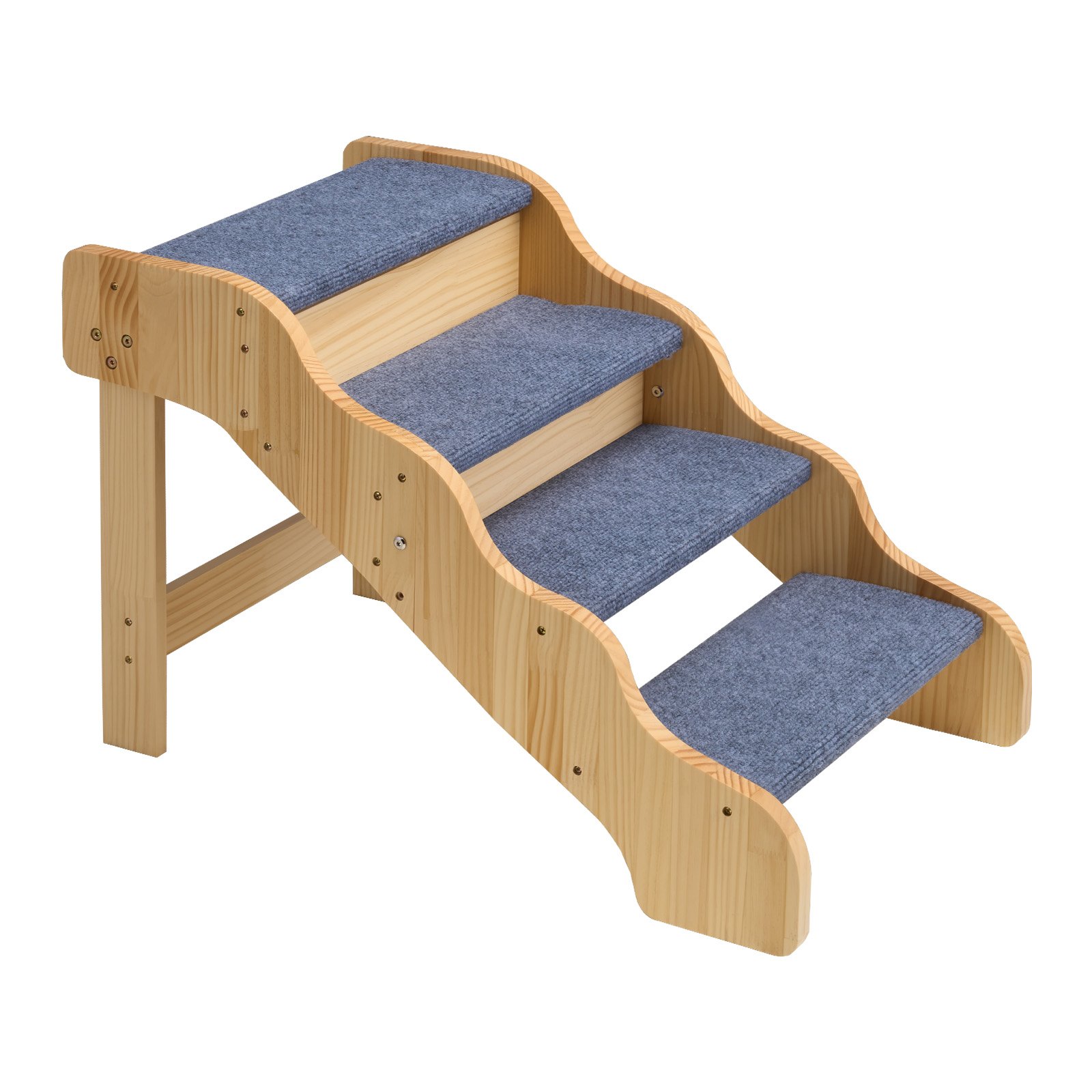 Schody dla psa VEVOR 740x430x500 mm, 4-stopniowe schody dla zwierząt, składane drewniane schody odpowiednie dla małych, średnich, dużych i starszych zwierząt, a także szczeniąt do 68 kg, drabinka dla psa do łóżka, sofy i samochodu