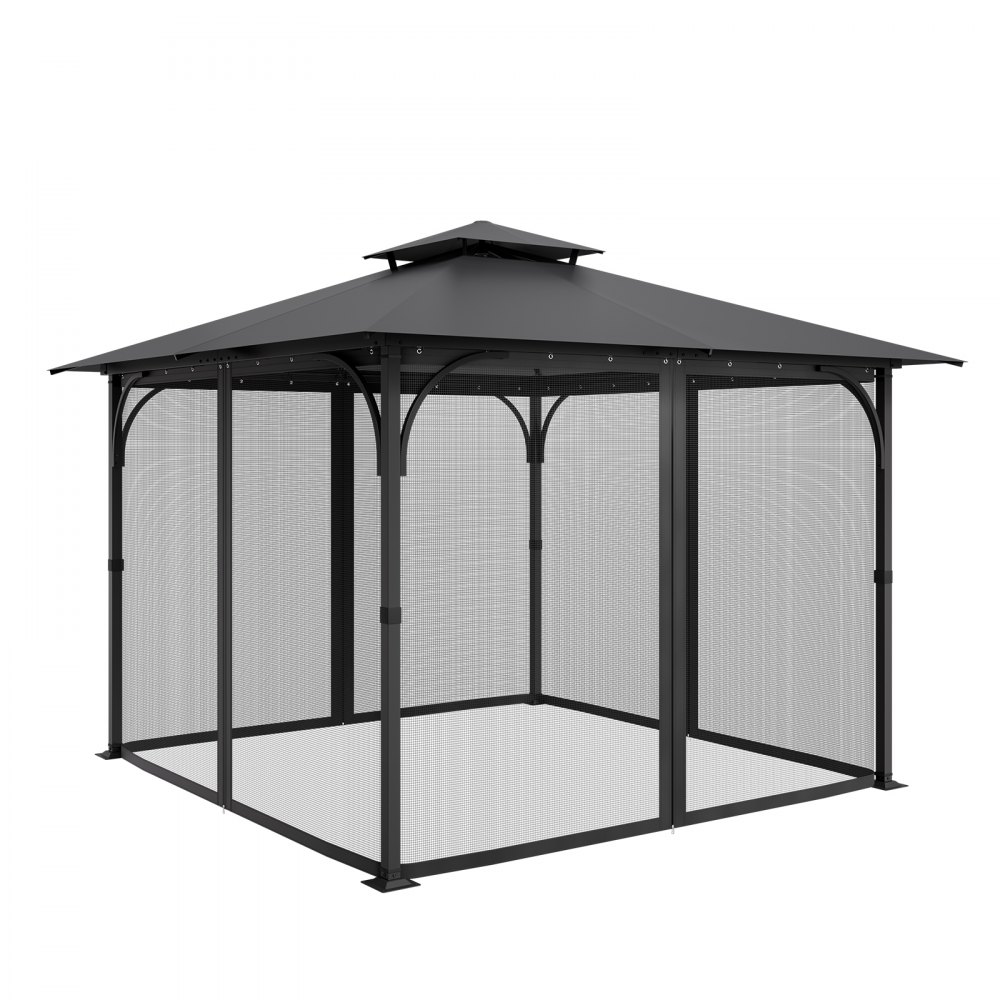 Moskitiera VEVOR do altan, zamiennik moskitiery, pasuje do altan o wymiarach 120" x 120" x 80", siatka przeciw owadom, zasłona do altan z 4 panelami, z podwójnym zamkiem błyskawicznym (TYLKO siatka)