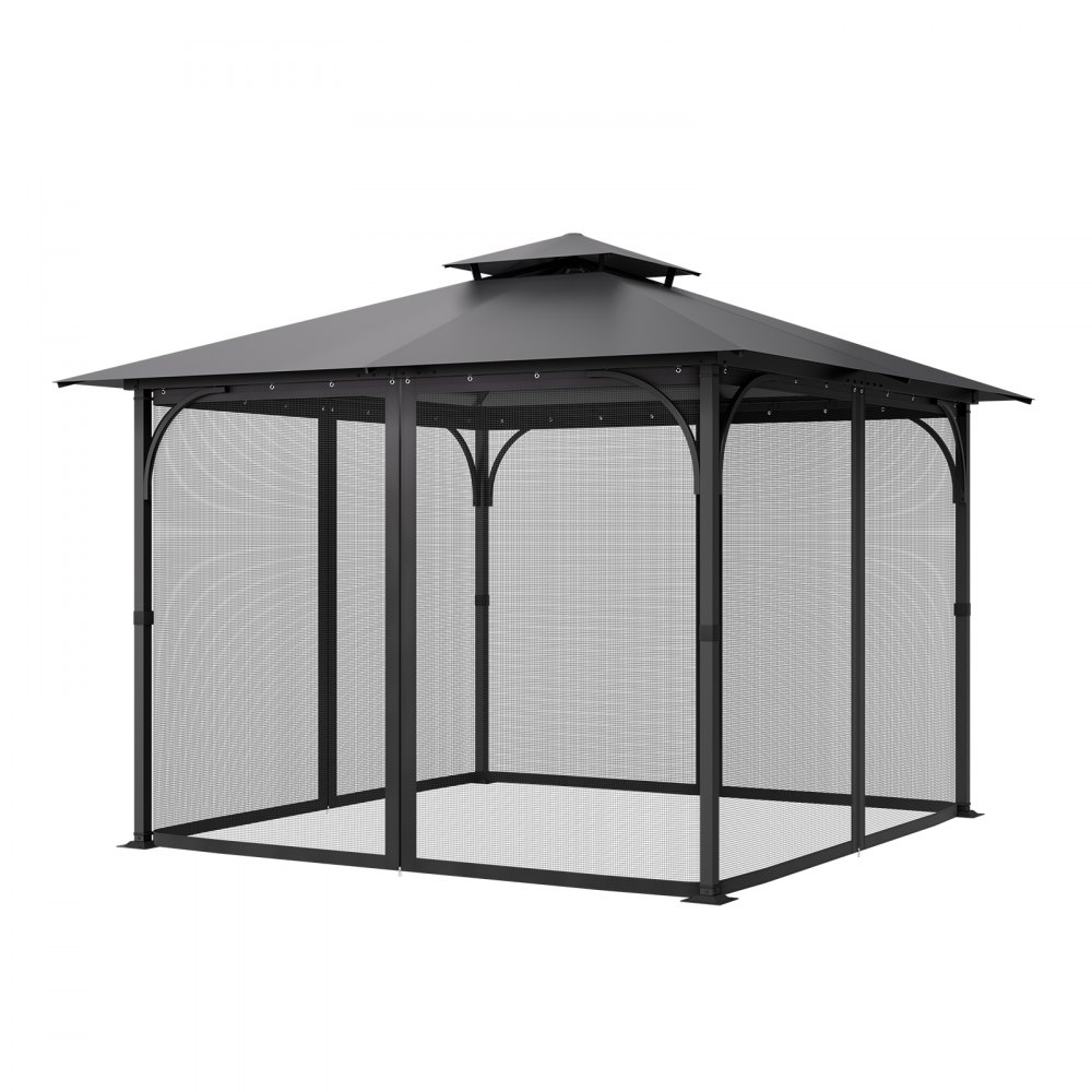 Moskitiera VEVOR do altan, zamiennik moskitiery, pasuje do altan o wymiarach 120" x 120" x 80", siatka przeciw owadom, zasłona do altan z 4 panelami, z podwójnym zamkiem błyskawicznym (TYLKO siatka)