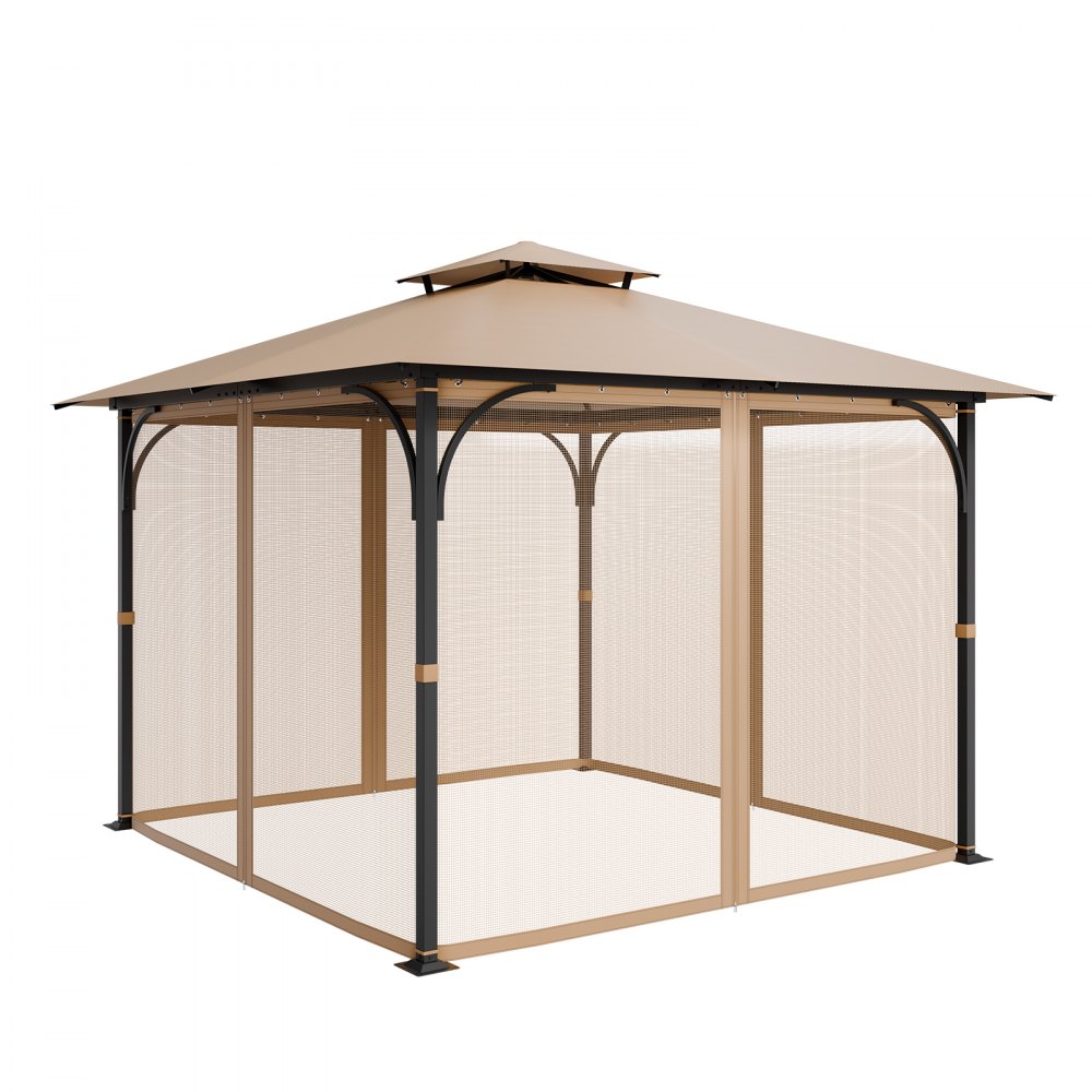 Moskitiera VEVOR do altan, zamiennik moskitiery, pasuje do altan o wymiarach 120" x 120" x 84", moskitiera, zasłona do altan z 4 panelami, z podwójnym zamkiem błyskawicznym (tylko siatka)
