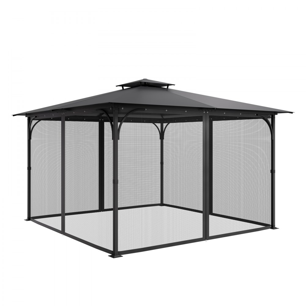 Moskitiera VEVOR do altan, zamiennik moskitiery, pasuje do altan o wymiarach 145,8 x 145,8 x 90,2 cala, ochrona przed owadami, 4-panelowa zasłona boczna do altan, z podwójnym zamkiem błyskawicznym (TYLKO siatka)
