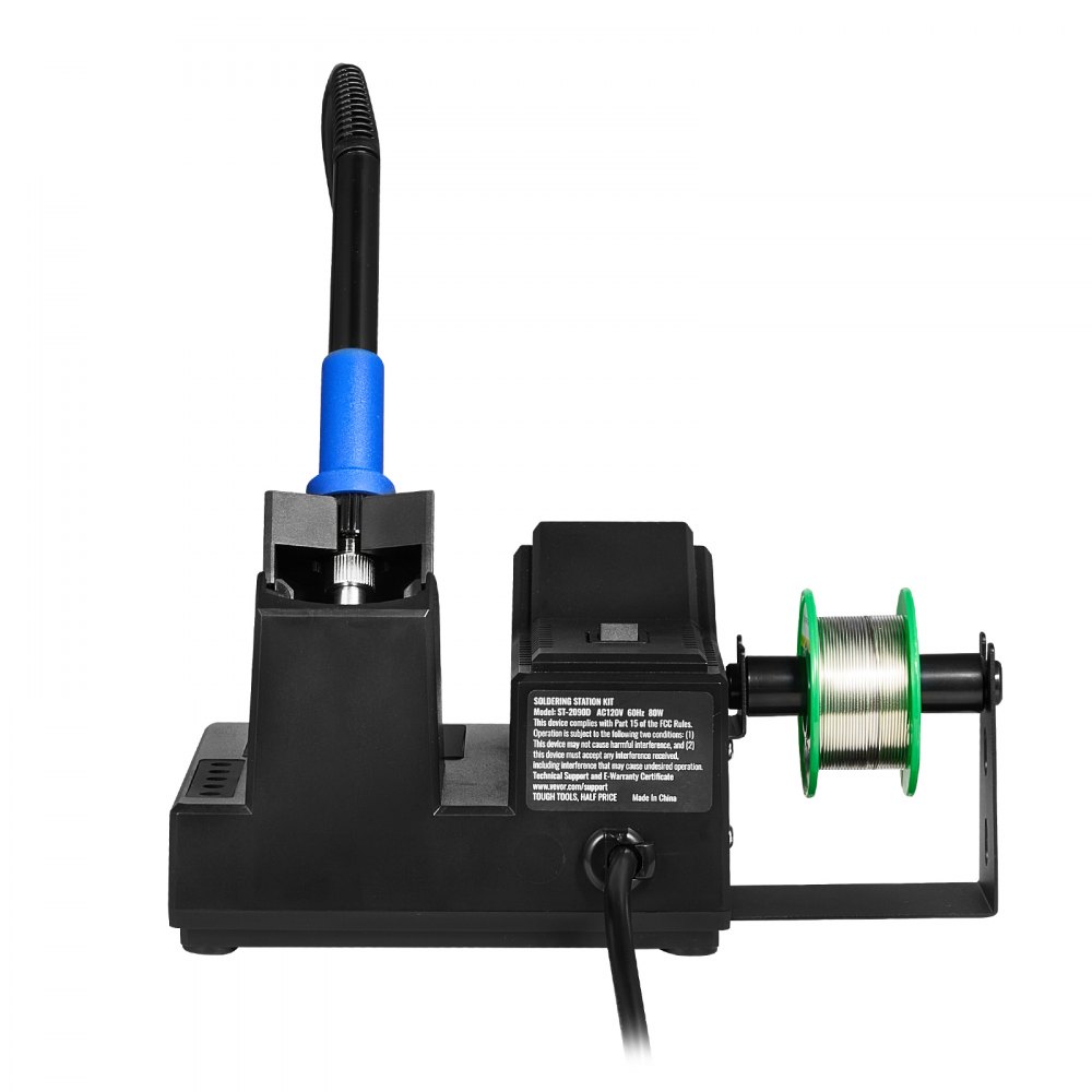 VEVOR Soldering Station, 80W Soldering Kit with Digital Display, 5 Soldering Tips, Lead-Free Solder, Solder Suction Cup, Tweezers, Tip Cleaner, Sleep Mode, °C/°F Conversion, Soldering Iron, Solder Wire Dispenser