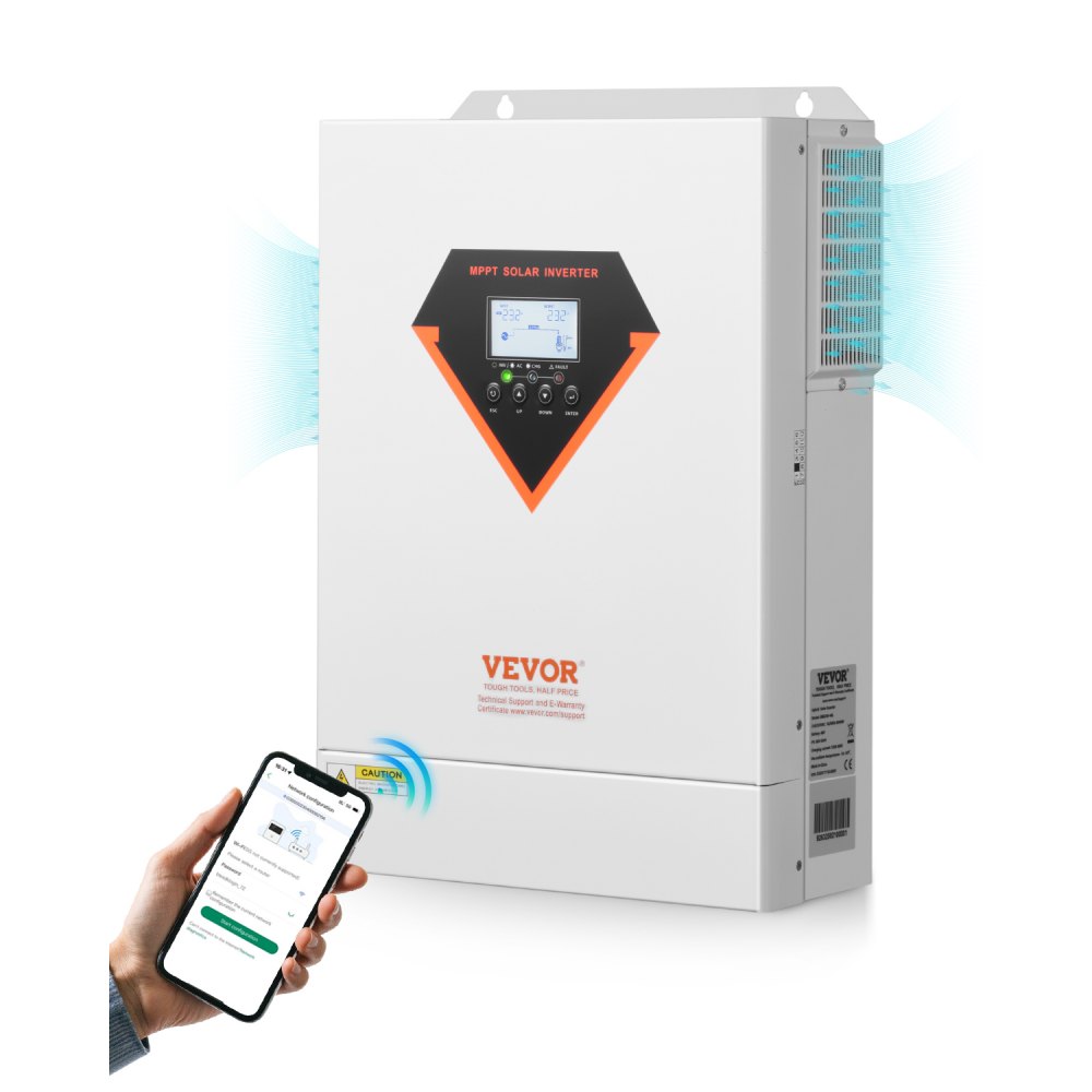 Falownik hybrydowy solarny VEVOR 6kW 220/230V WIFI ze zintegrowanym sterownikiem MPPT 120A