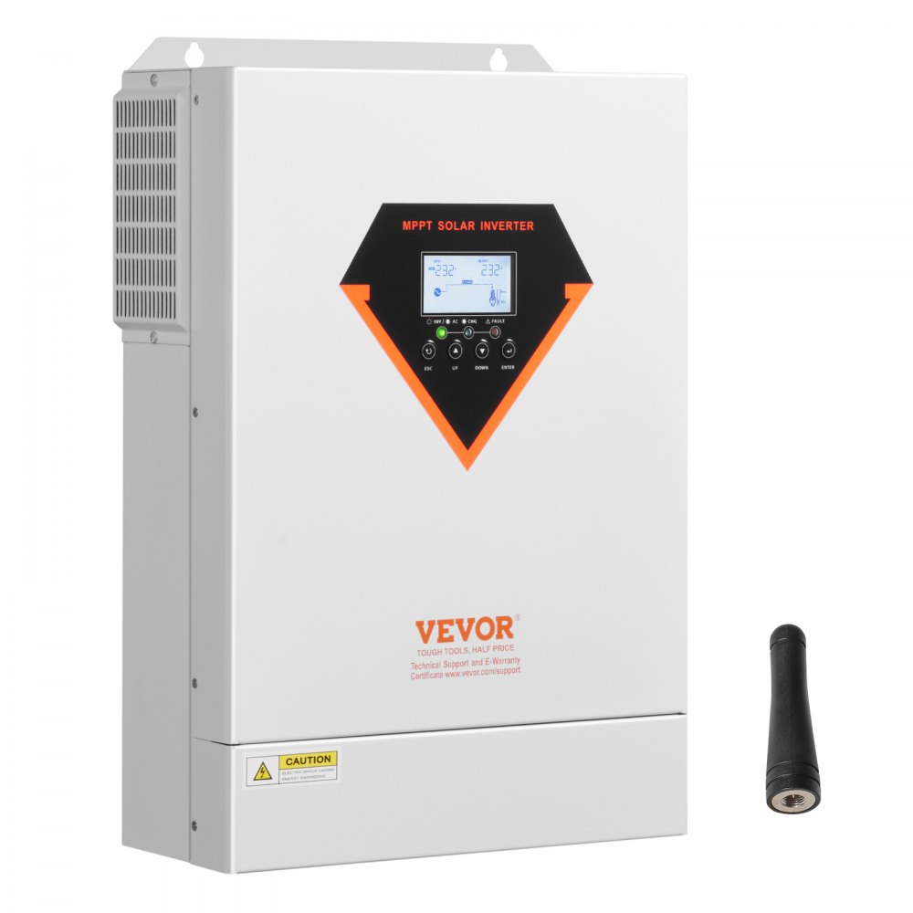 VEVOR Hybrydowy falownik solarny o mocy 6000 W, uniwersalny falownik sinusoidalny z ładowarką, 48 V DC do jednofazowego napięcia przemiennego 220/230 V AC, z wbudowanym regulatorem MPPT 120 A, do akumulatorów litowo-ołowiowych w systemach poza siecią elektroenergetyczną
