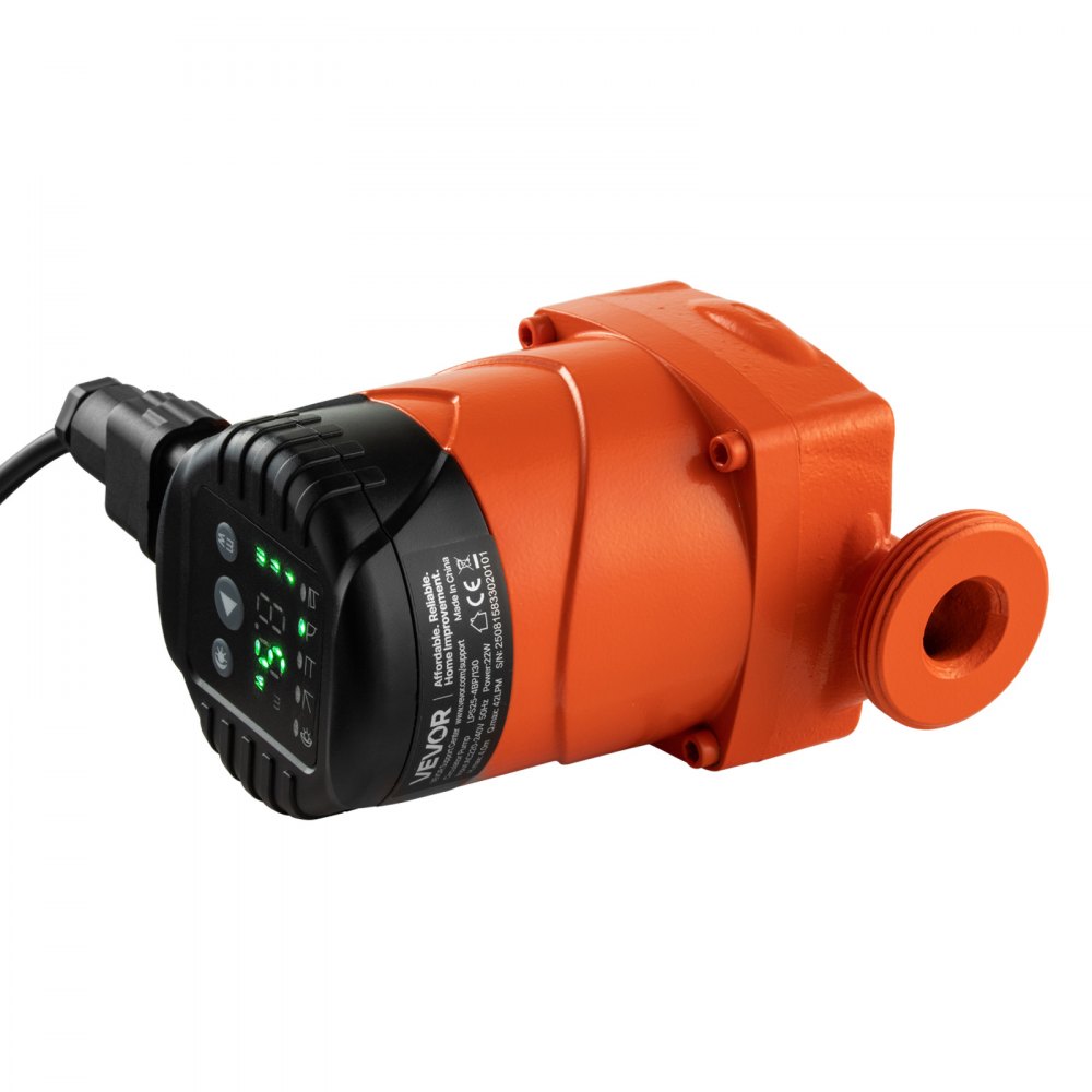 VEVOR LPS25-4BP/130 High Efficiency Circulator Pump, 42 LPM, 4 m Max Lift Cast Iron Hot Water Recirculating Circulation Pump, Threaded Connection, Check Valve, Quiet Operation, for Home Heating System