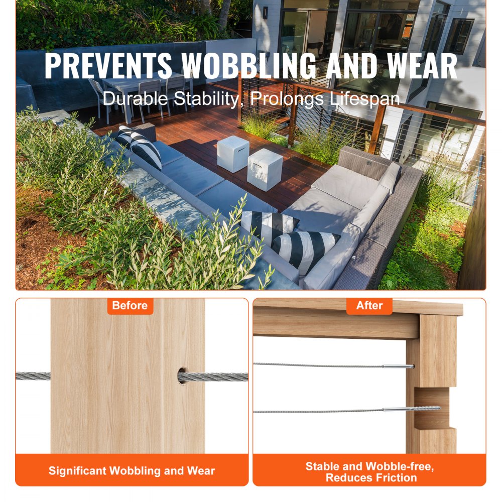 VEVOR 122-pak śrub z gwintem stożkowym do balustrady kablowej, końcówka napinająca do balustrady kablowej 1/8 cala, stal nierdzewna T316, napinacz do balustrady kablowej 1/8 cala do słupków drewnianych/metalowych, srebrny