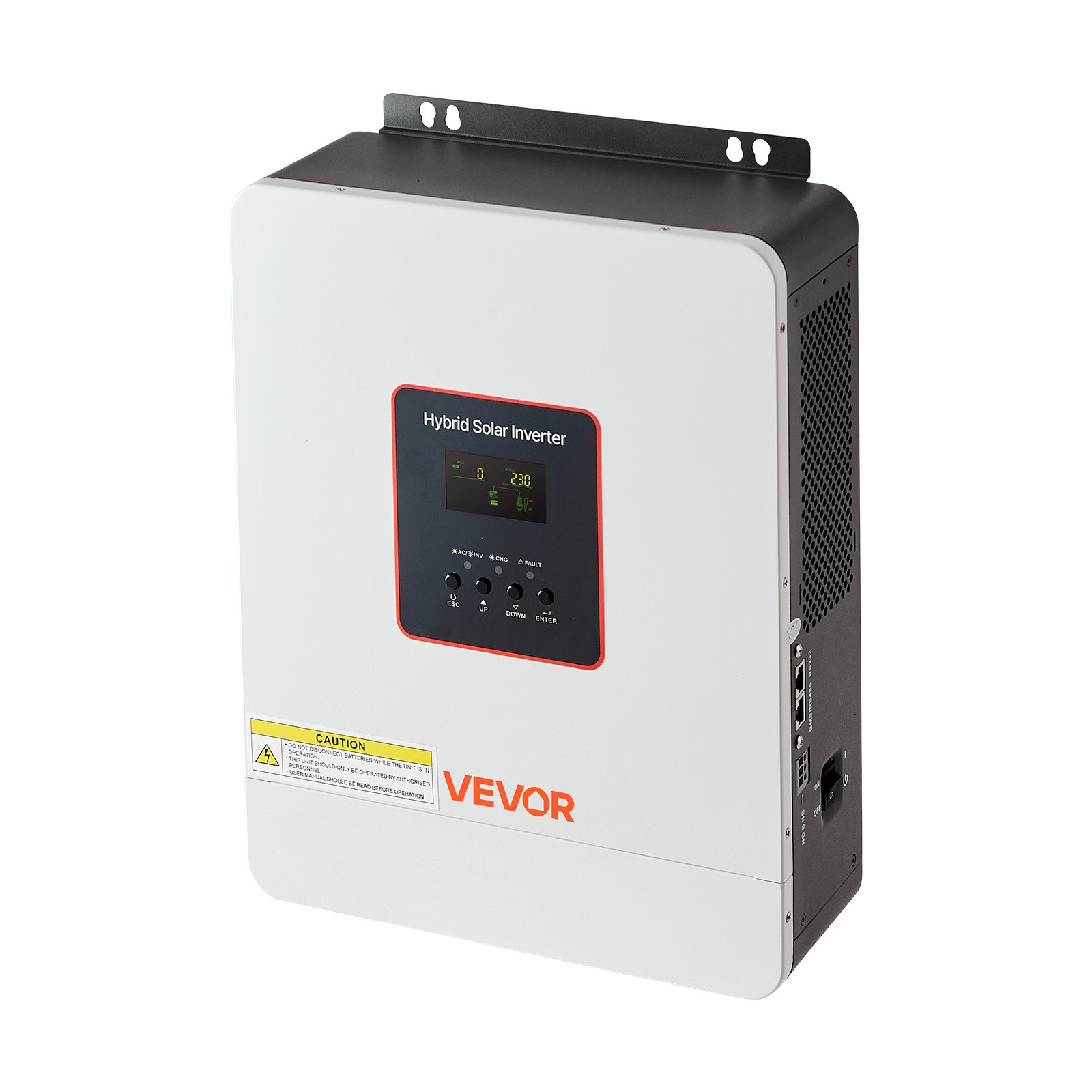 Falownik hybrydowy VEVOR 3000 W, 24 V DC do 230 V AC, ze zintegrowanym regulatorem ładowania słonecznego MPPT 80 A, kompatybilny z akumulatorami kwasowo-ołowiowymi i litowymi, do systemów domowych, kamperów i systemów poza siecią