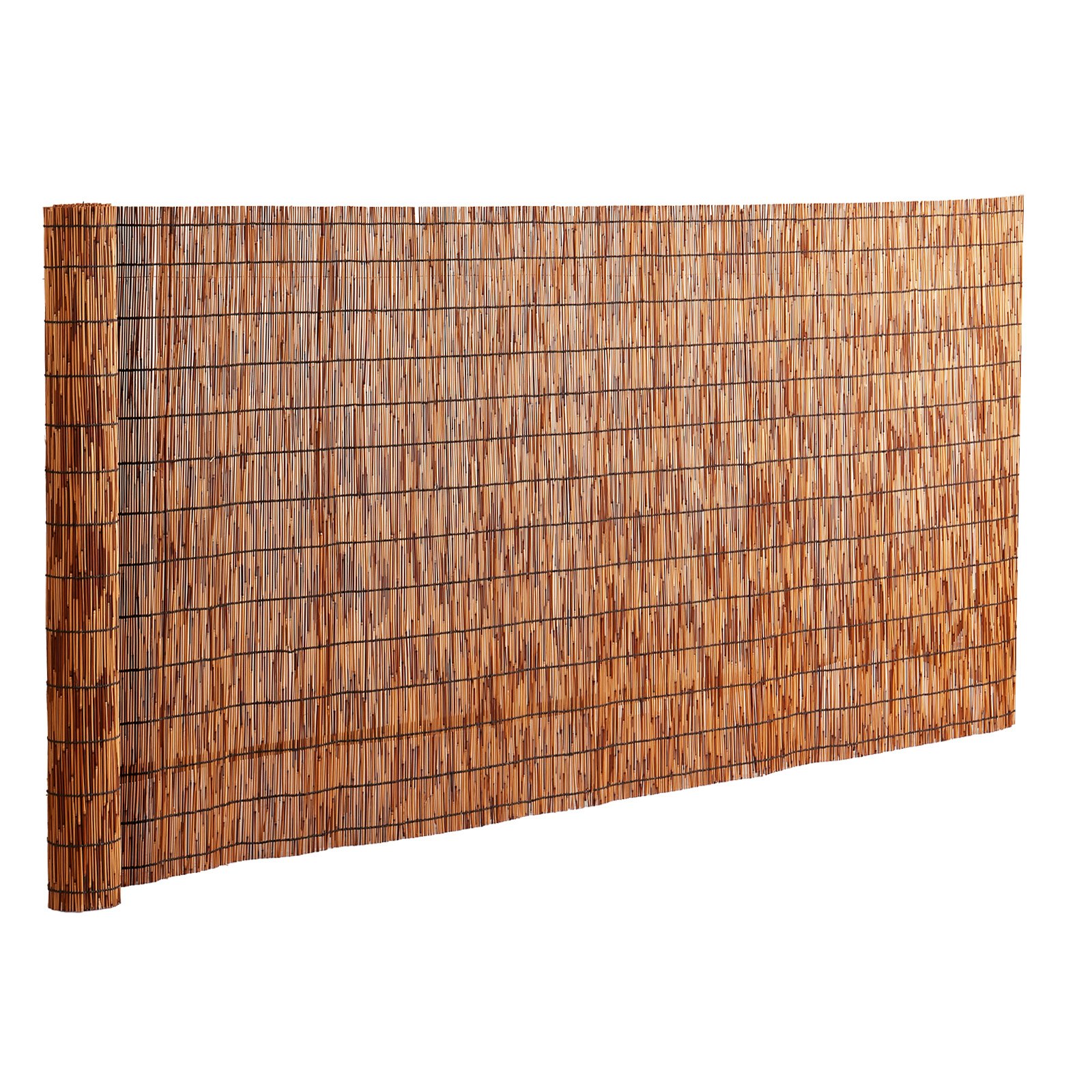 VEVOR Naturalny płot trzcinowy, 1,22 x 5 m, zasłona trzcinowa, rolowany płot trzcinowy na balkon, na patio, dekoracyjny płot ogrodowy, przegroda, ekran prywatności, brązowy