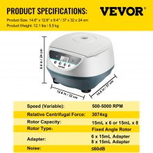 Laboratoryjna wirówka laboratoryjna VEVOR 500-5000RPM Mini wirówka elektryczna 3074xg